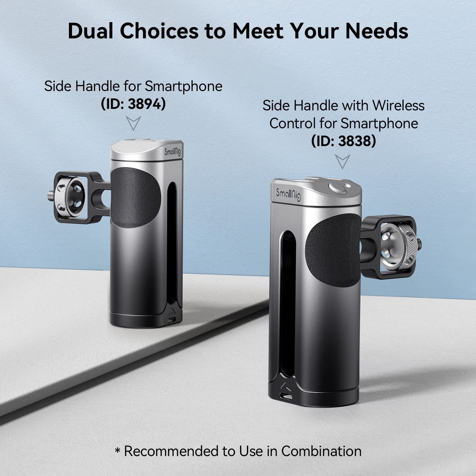 SmallRig Mini Side Handle for Phone Cage Smartphone Video Rig with 1/4''-20 Threads and Cold Shoe, Up and Down Adjustable - 3894 3894 (without wireless control) - Image 6