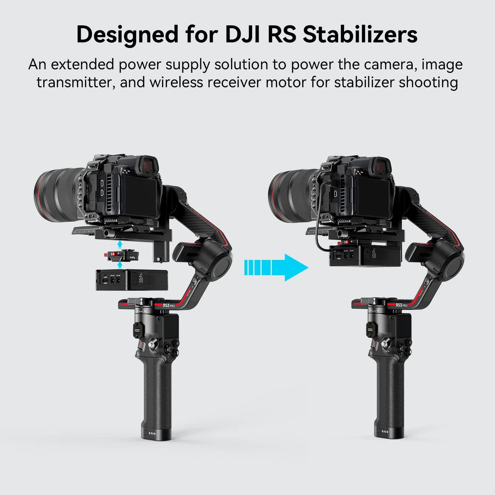 SMALLRIG Mini V Mount Battery Plate for DJI RS 3 / RS 3 Pro/RS 2 / RSC 2 Gimbals, Comes with V-Lock, Cold Shoe & 1/4"-20 Threaded Holes for V Mount Battery & NP-F Battery - 4189 - Image 2