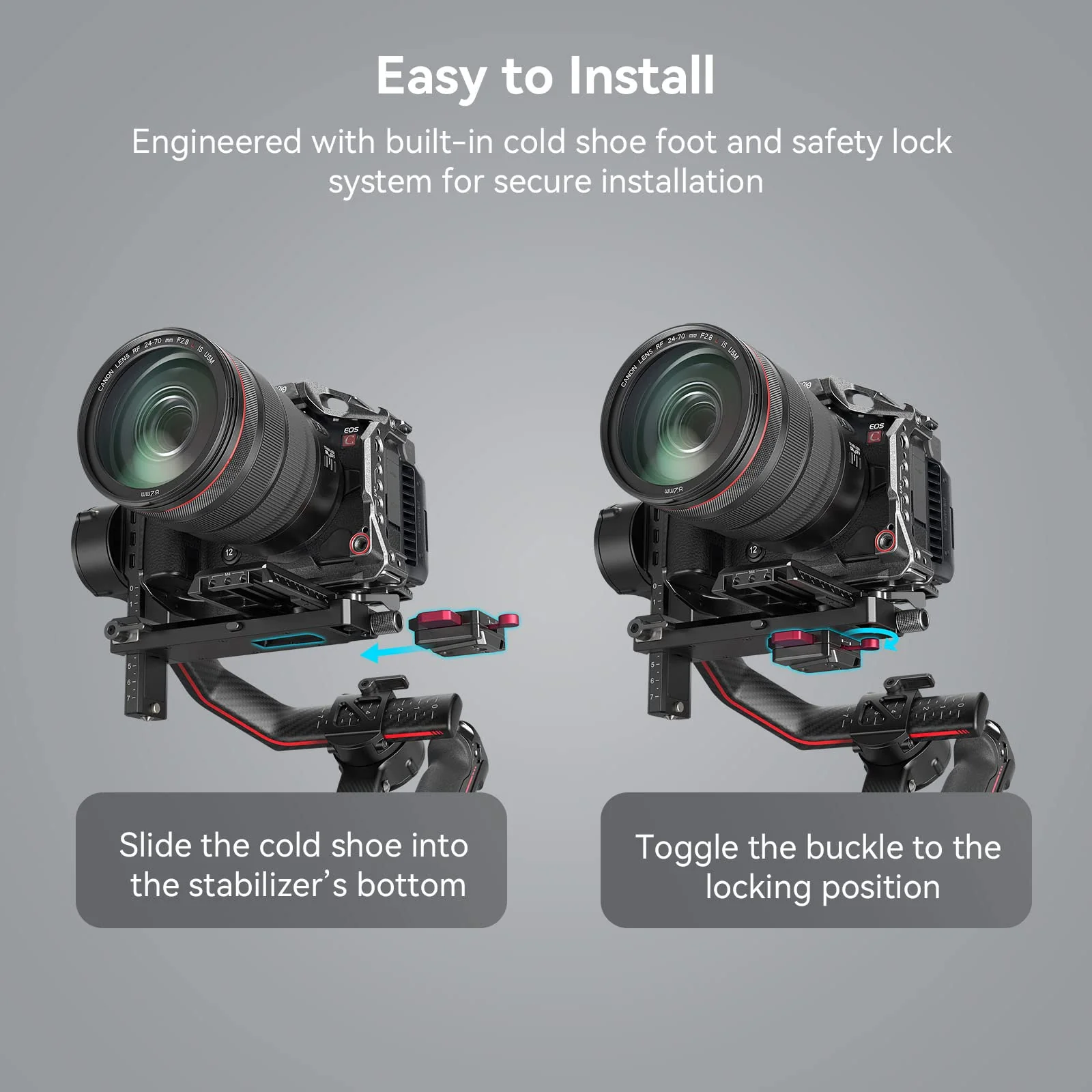 SMALLRIG Mini V Mount Battery Plate for DJI RS 3 / RS 3 Pro/RS 2 / RSC 2 Gimbals, Comes with V-Lock, Cold Shoe & 1/4"-20 Threaded Holes for V Mount Battery & NP-F Battery - 4189 - Image 3