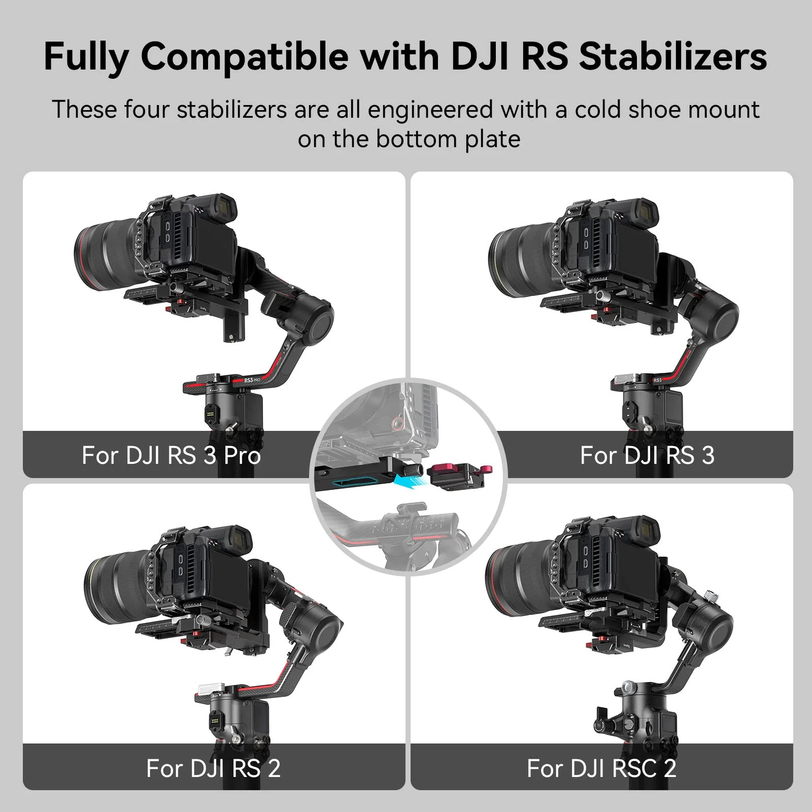 SMALLRIG Mini V Mount Battery Plate for DJI RS 3 / RS 3 Pro/RS 2 / RSC 2 Gimbals, Comes with V-Lock, Cold Shoe & 1/4"-20 Threaded Holes for V Mount Battery & NP-F Battery - 4189 - Image 6
