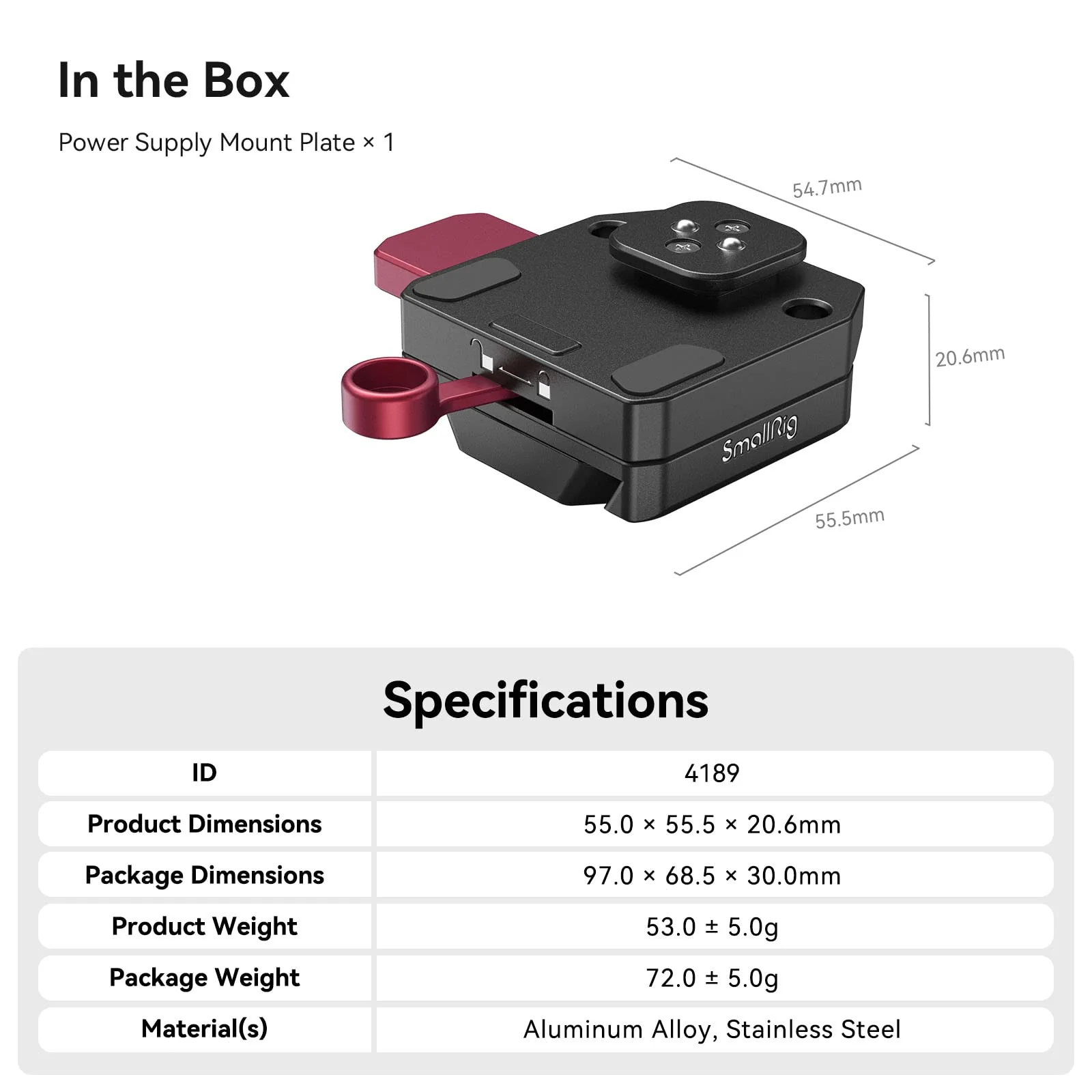 SMALLRIG Mini V Mount Battery Plate for DJI RS 3 / RS 3 Pro/RS 2 / RSC 2 Gimbals, Comes with V-Lock, Cold Shoe & 1/4"-20 Threaded Holes for V Mount Battery & NP-F Battery - 4189 - Image 8