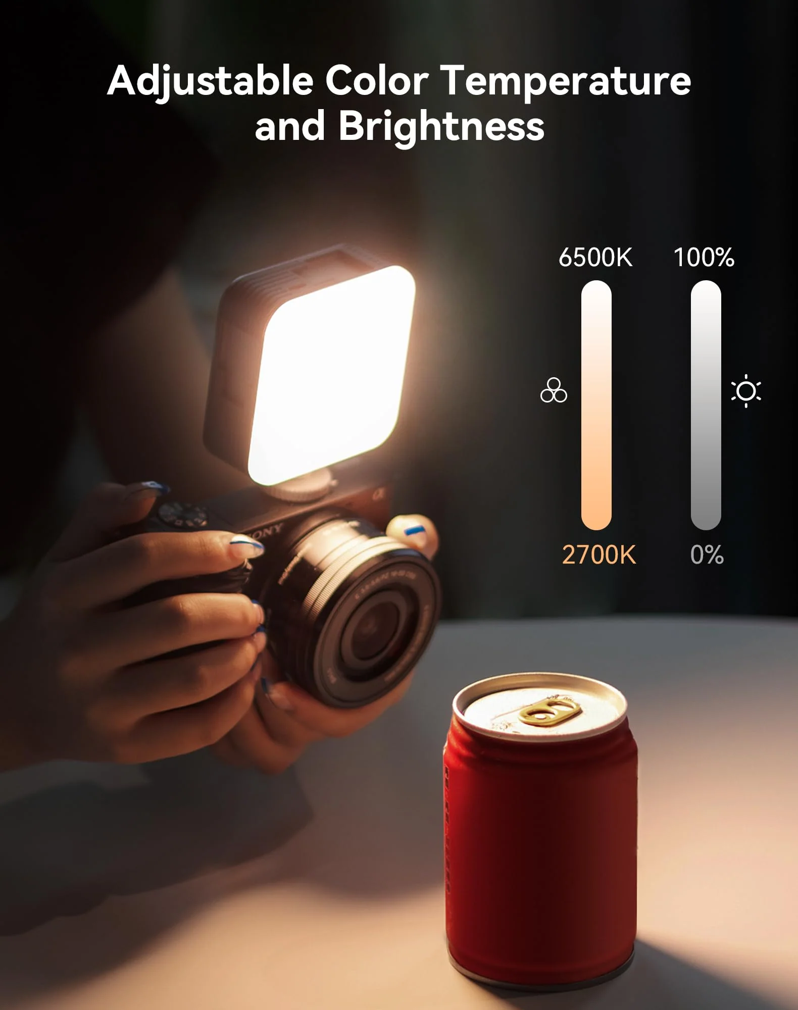 SmallRig P96 LED Video Light, Portable Camera Lights, 96 LED Beads for Photography Video Lighting, Rechargeable 2200mAh CRI 95+ 2700-6500K w 3 Cold Shoe Gray - Image 3