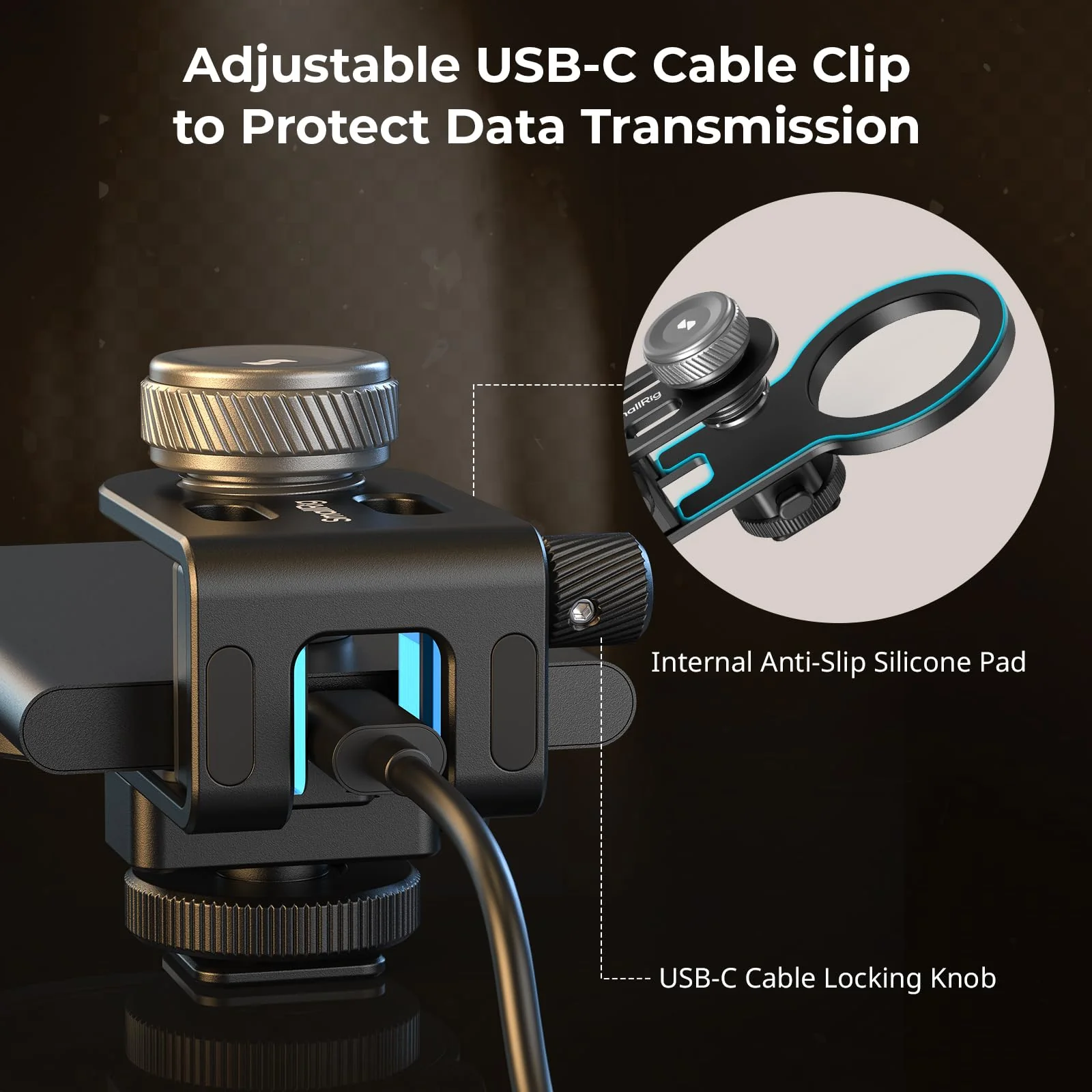 SMALLRIG SSD Holder 2-in-1 SSD Mount Bracket for MagSafe with Cold Shoe Cable Clamp, Compatible with 0.3-0.6in Thick SSDs for Samsung T5 T7 SSD, for SanDisk SSD, Compatible Cage - 4779 - Image 6