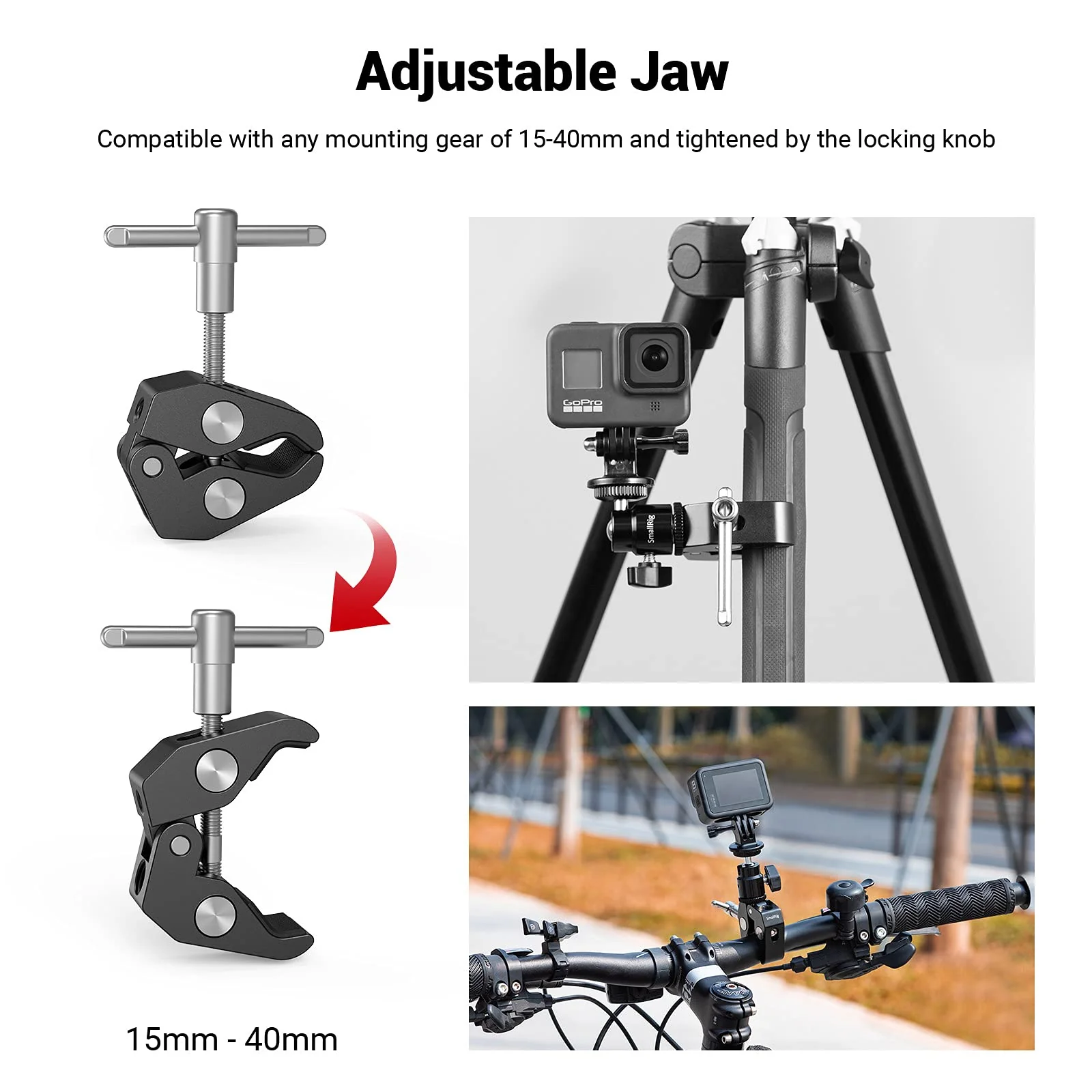 SmallRig Super Clamp Mount with Mini Ball Head Mount, Hot Shoe Adapter with 1/4 Screw for LCD Field Monitor, LED Lights, Flash, Microphone, for Gopro, for DJI Action 2, for Insta360 - Image 2