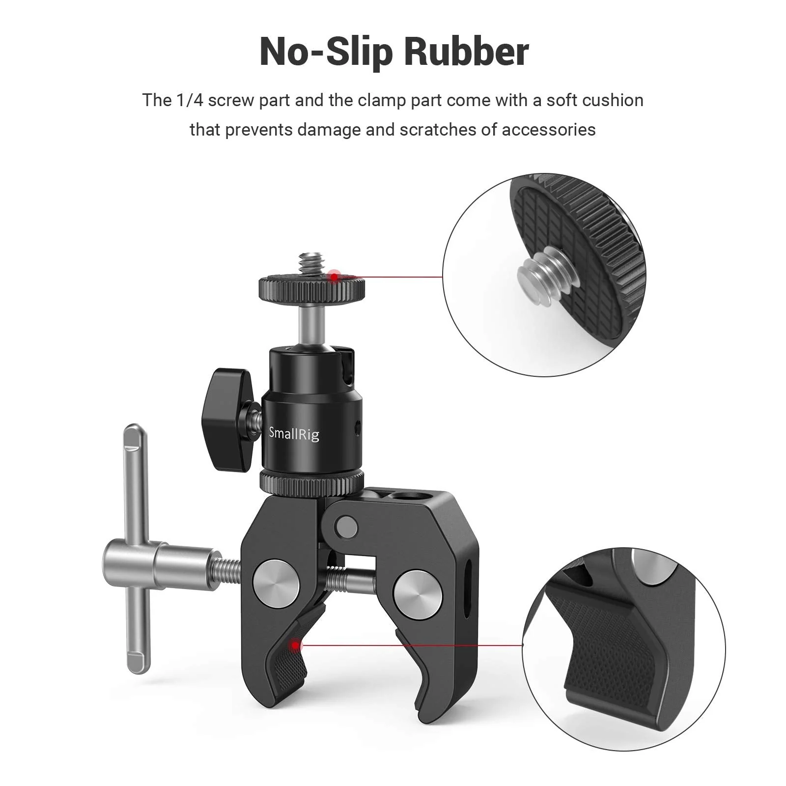 SmallRig Super Clamp Mount with Mini Ball Head Mount, Hot Shoe Adapter with 1/4 Screw for LCD Field Monitor, LED Lights, Flash, Microphone, for Gopro, for DJI Action 2, for Insta360 - Image 6