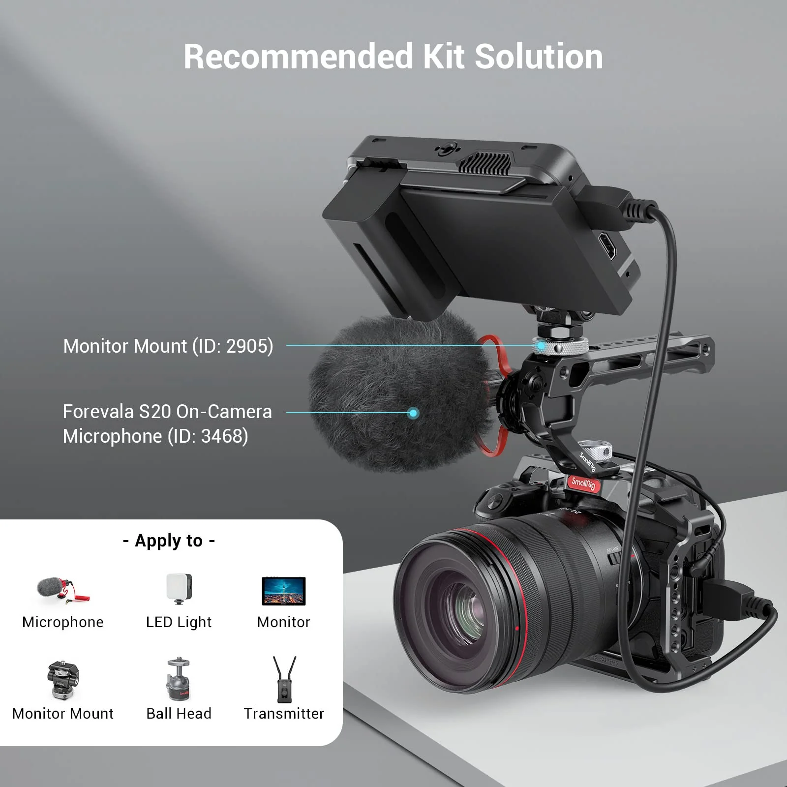 SmallRig Top Handle with 3/8"-16 Locating Pins for ARRI Grip for Camera Cage, Universal Video Rig with 5 Cold Shoe Adapters to Mount DSLR Camera with Microphone/LED Light/Monitor - 3765 - Image 5