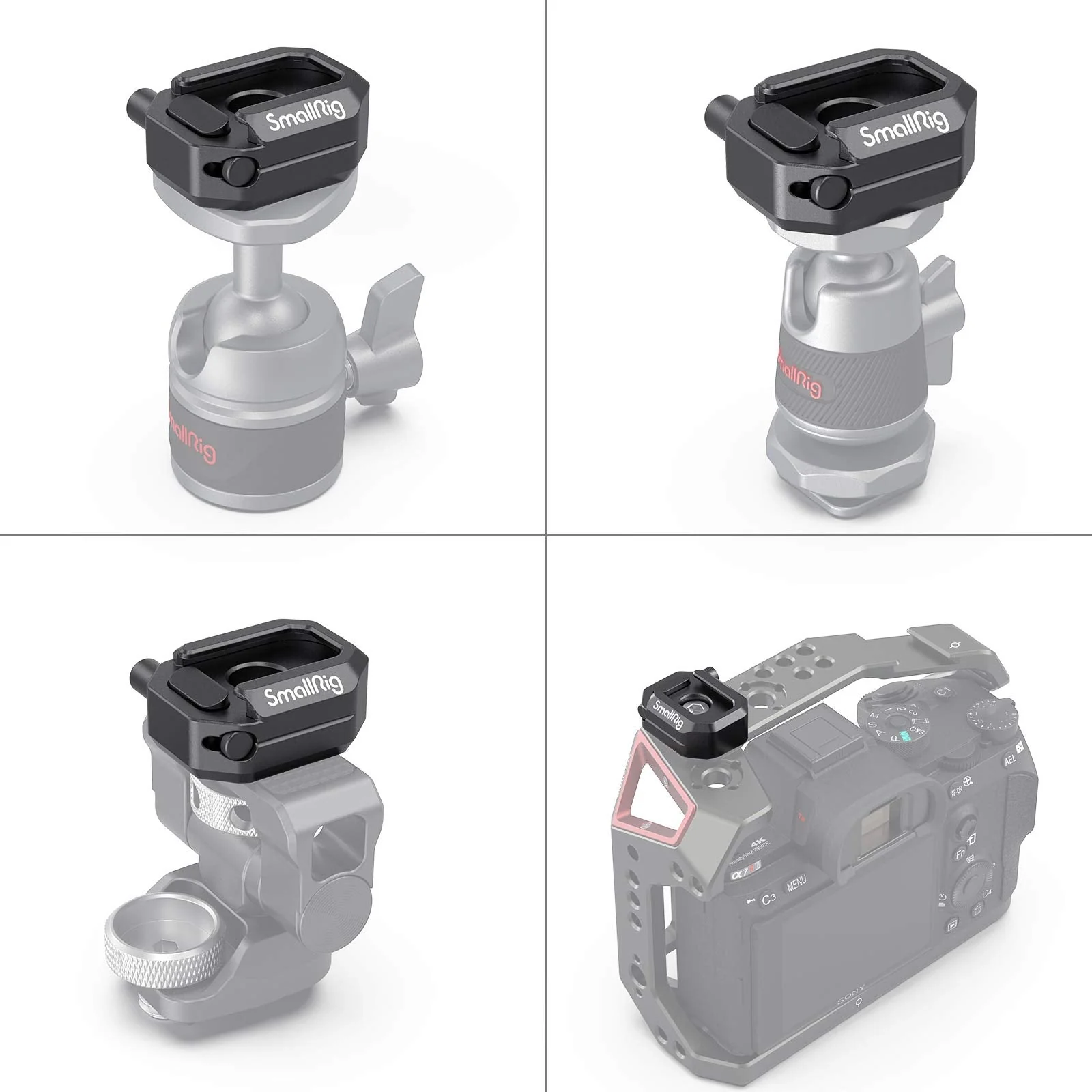 SmallRig Universal Cold Shoe Mount, Multi-Functional Shoe Adapter with Safety Release, for DSLR Camera Rig Microphone LED Light - 2797 - Image 2