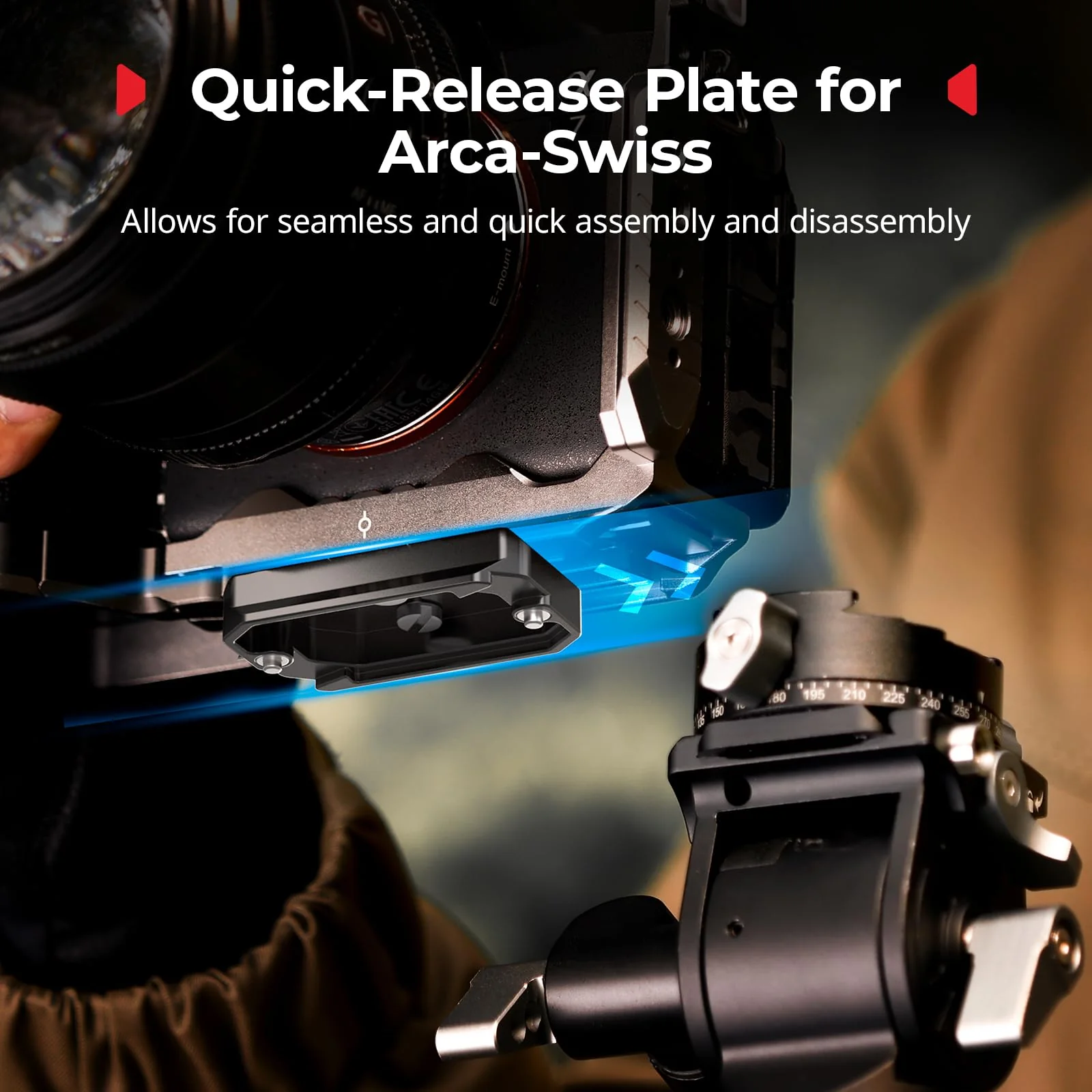 SMALLRIG Universal Mount Plate Kit with Dual 15mm Rod Clamp for Cameras, Built-in Quick-Release Plate for Arca-Swiss, with 1/4"-20 and 3/8"-16 Threaded Holes - 5365 - Image 3