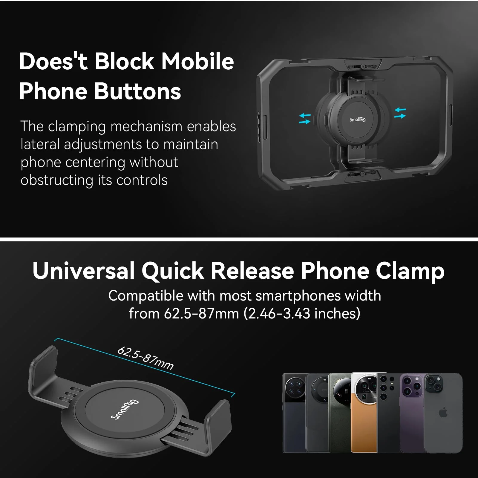 SmallRig Universal Quick Release Phone Cage, Aluminium Alloy Magnetic Smartphone Video Rig Support for Apple MagSafe, Sturdy Phone Video Stabilizer Case for iPhone for Samsung for Huawei and More-4299 - Image 5
