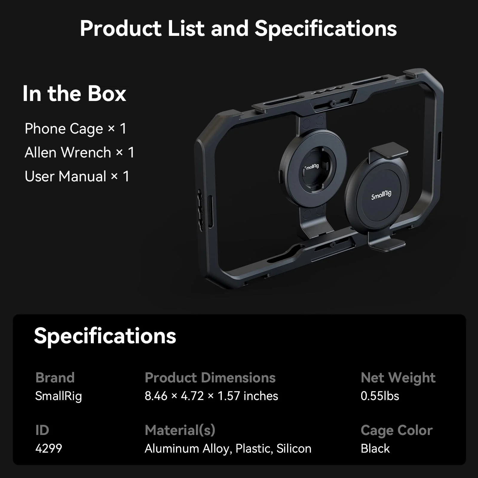 SmallRig Universal Quick Release Phone Cage, Aluminium Alloy Magnetic Smartphone Video Rig Support for Apple MagSafe, Sturdy Phone Video Stabilizer Case for iPhone for Samsung for Huawei and More-4299 - Image 6