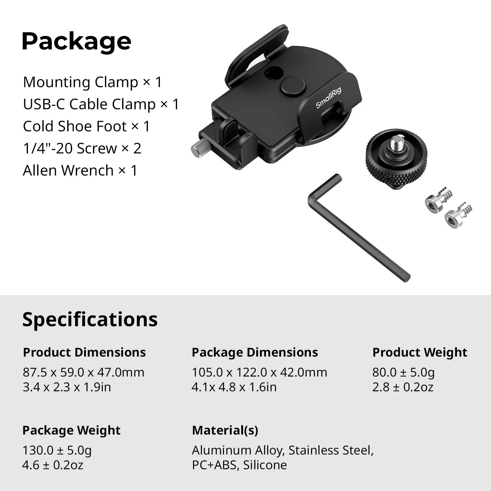SMALLRIG Universal SSD Holder for MagSafe, SSD Mount Bracket for Samsung T5 T7 SSD, for SanDisk SSD,for iPhone 17/16/15/14, for Camera Cage, with Cold Shoe & Cable Clamp, 40-60mm Wide Clamping - 5196 Clamp+Cable Clamp - Image 8