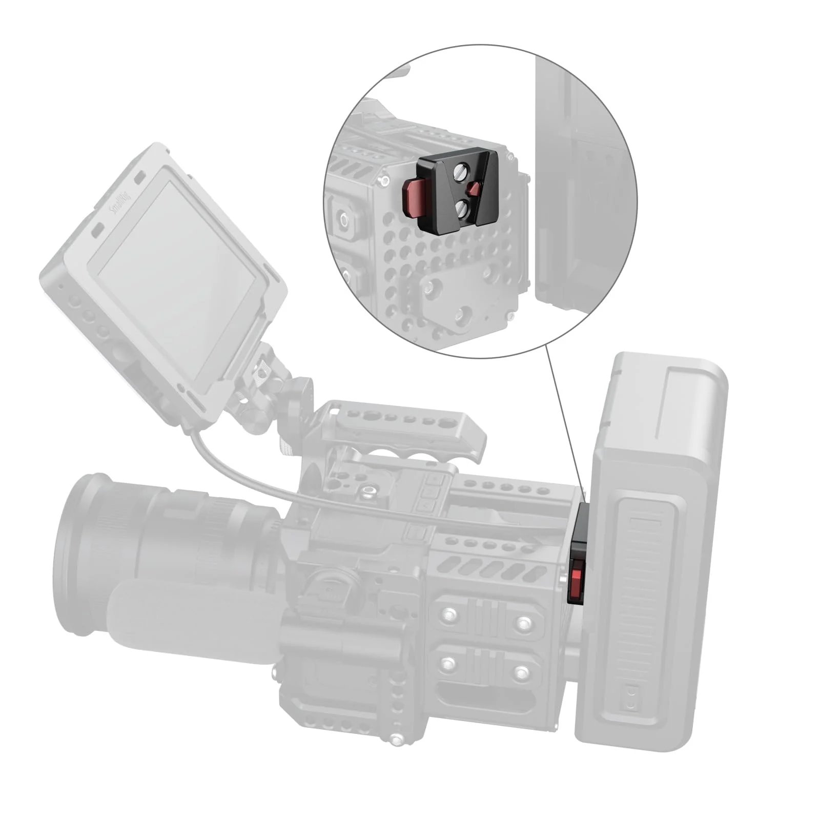 SMALLRIG V-Lock Mount Plate Kit, Mini V Mount Battery Plate with 1/4"-20 Threaded Holes, Quick Release and Lightweight for V-Mount Battery, Monitors, Magic Arms 1/4"-20 Hole - Image 4