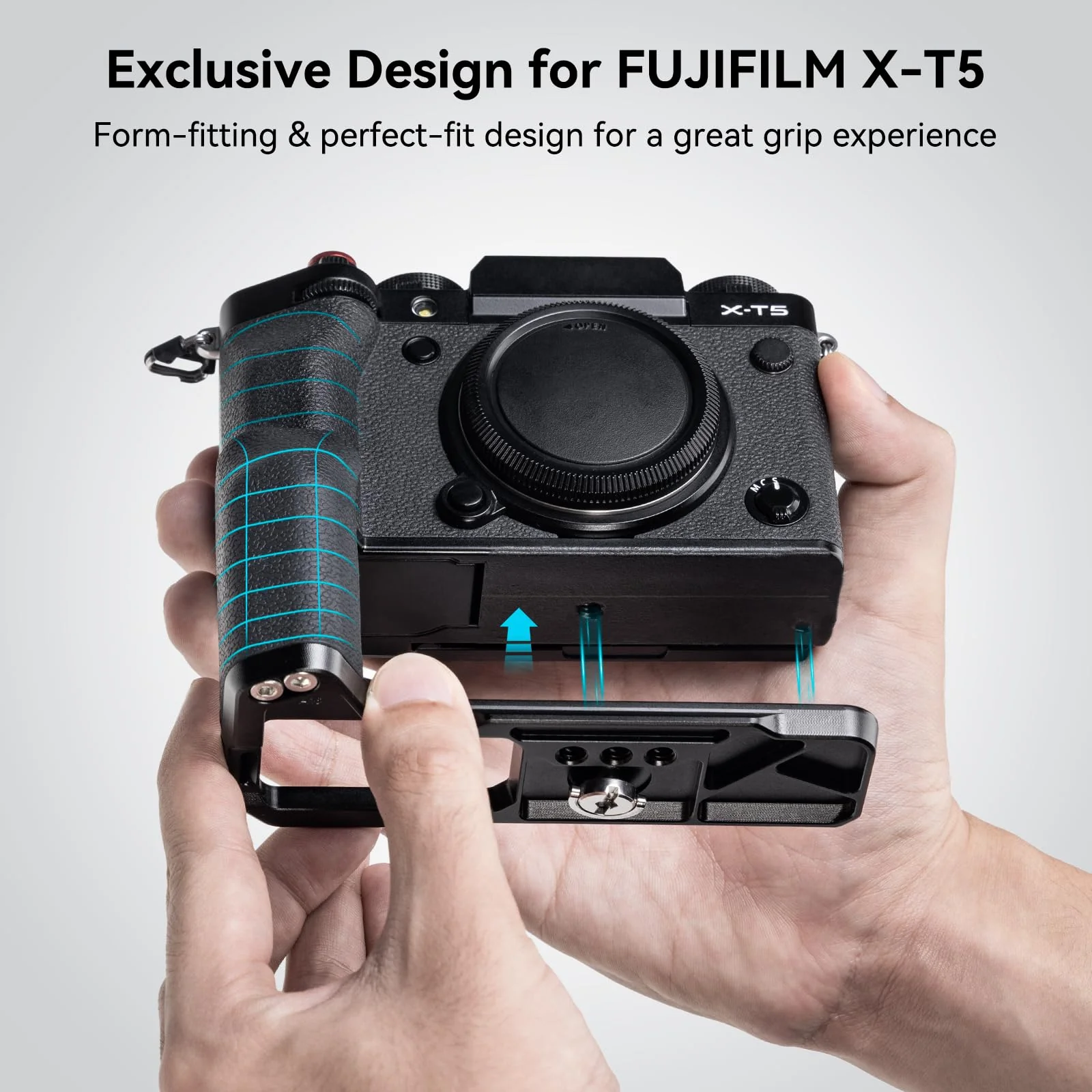 SmallRig X-T5 L-Shape Grip for FUJIFILM X-T5 Camera, Built-in Quick Release Plate for Arca, 1/4"-20 Holes, Ergonomic Silicone Handgrip, Shutter Button (Black) - 4260 Black - Image 2