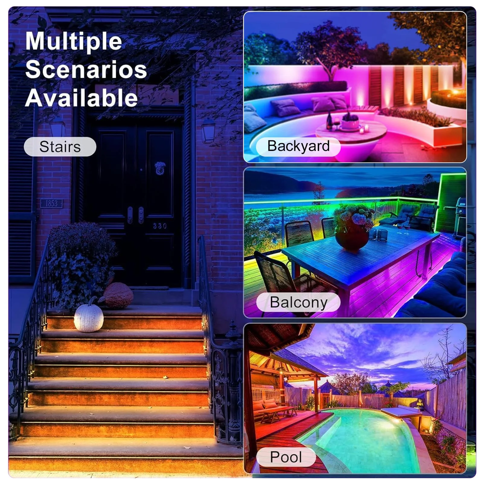 Smart Solar Led Strip Lights Outdoor, 16.4ft RGBICW Solar Rope Lights Self-Adhesive Waterproof with Remote Timer and Auto On/Off, Perfect for Deck, Patio, Poolside, Camping Decor RGBWIC - Image 3