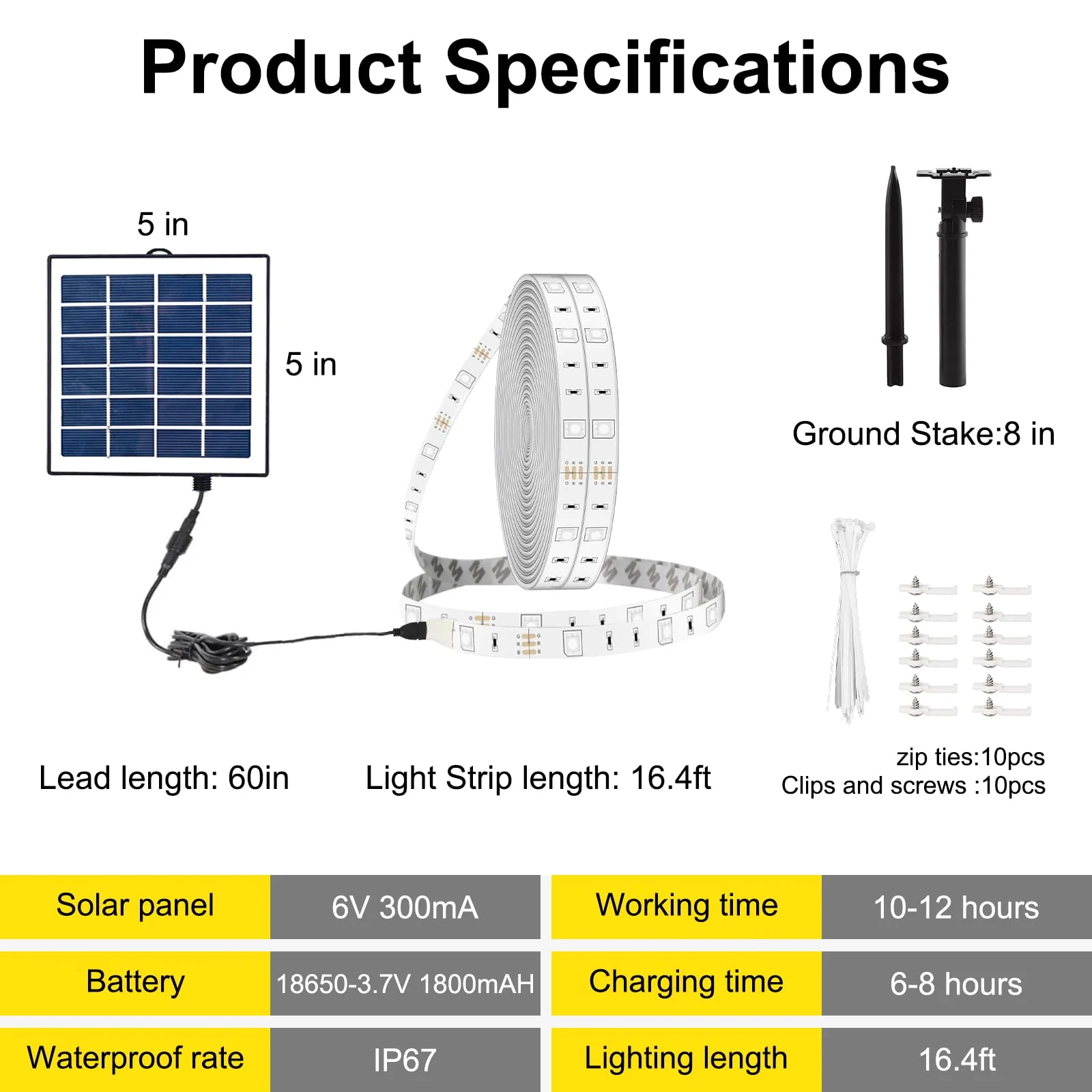 Smart Solar Led Strip Lights Outdoor, 16.4ft RGBICW Solar Rope Lights Self-Adhesive Waterproof with Remote Timer and Auto On/Off, Perfect for Deck, Patio, Poolside, Camping Decor RGBWIC - Image 7