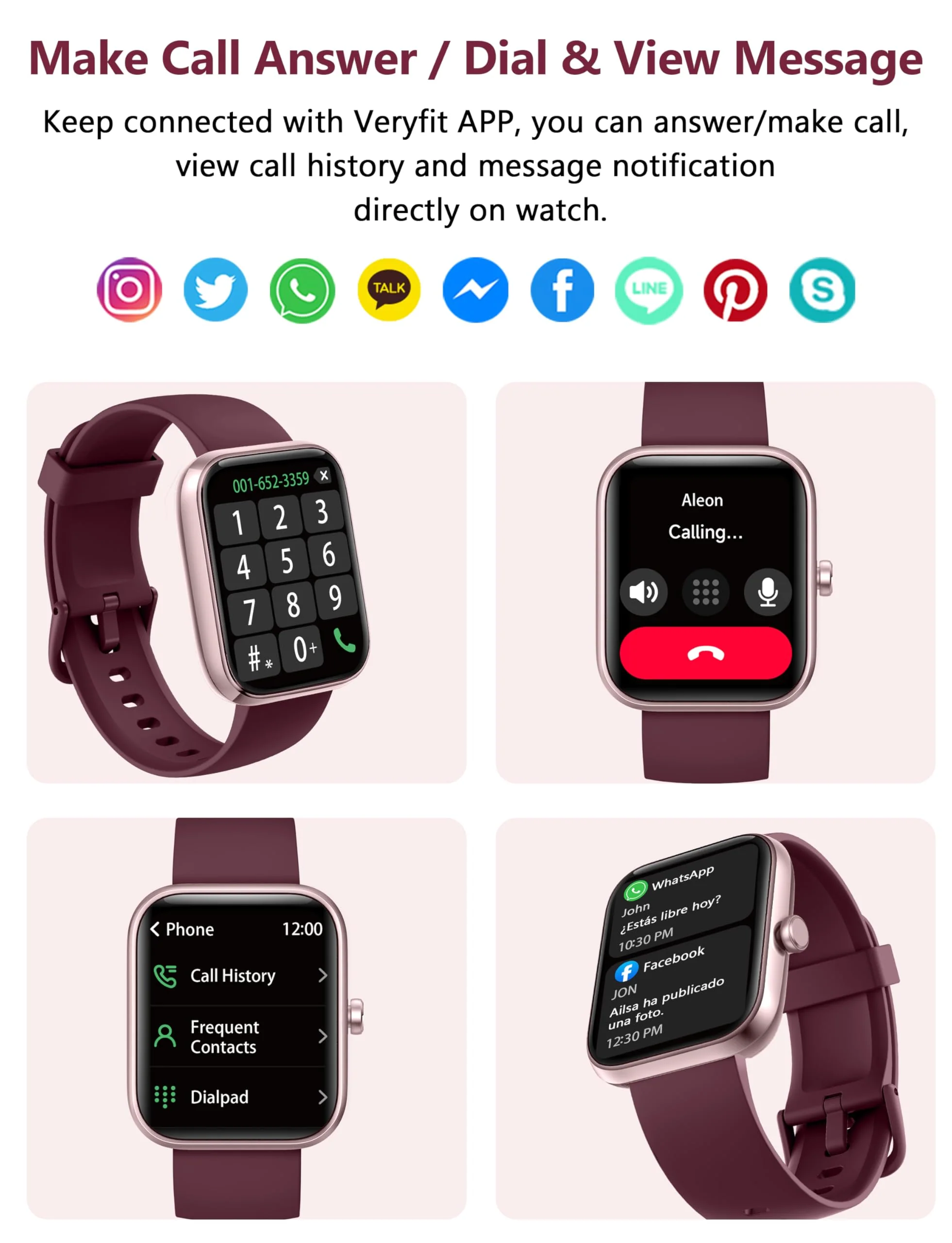 Smart Watch, 1.83'' Smartwatch Women Men Answer Make Calls, Alexa Fitness Watch, IP68 Waterproof Fitness Tracker Watch, Heart Rate Monitor, 100+ Sports Pedometer Watch, Timer for android & iOS Phone PURPLE - Image 4