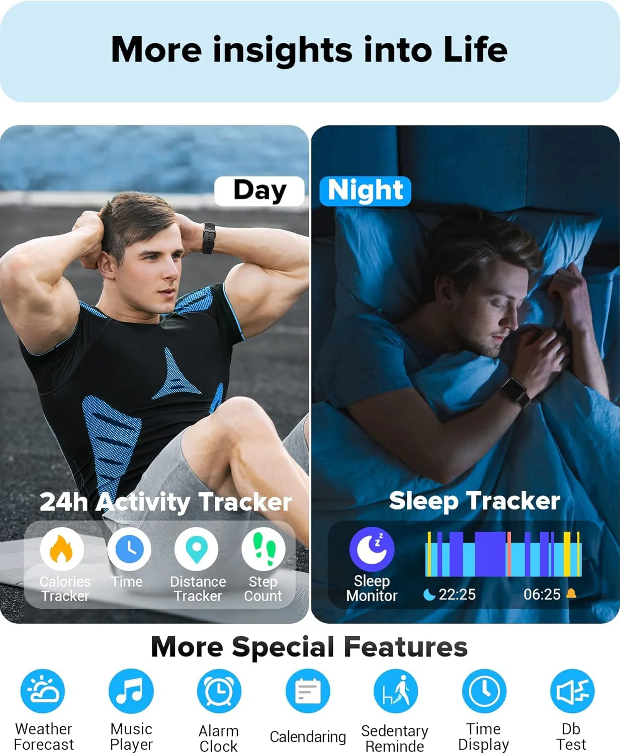 Smart Watch for Men Women Android iPhone, Alexa Built-in Fitness Watch with 1.8" LCD Screen & Bluetooth Call (Make/Answer), Heart Rate/SpO2/Sleep Monitor, 100 Sports, IP68 Waterproof Smartwatch Deep Black - Image 7
