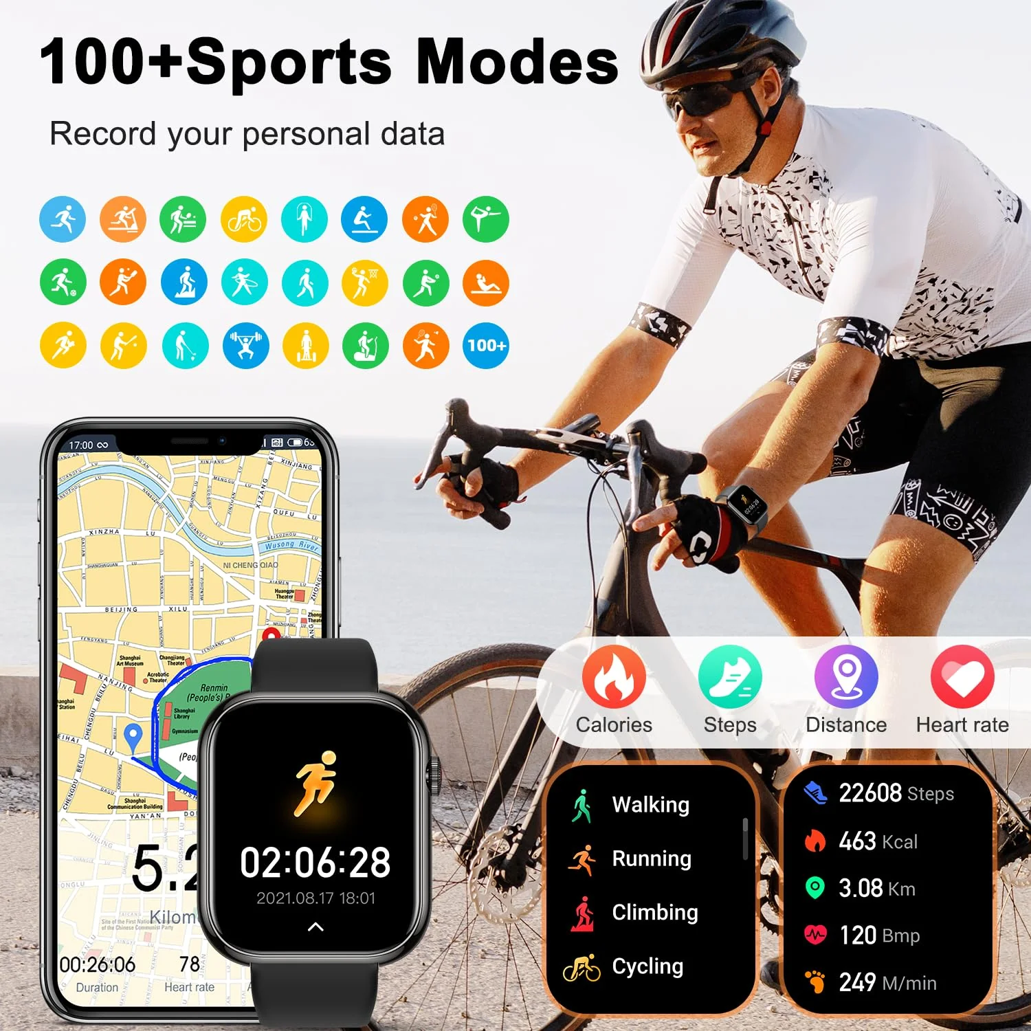 Smart Watch for Men Women Fitness: Waterproof Make/Answer Call Smart Watches for Men Digital Mens Watches Running Step Tracker Smartwatch Android Phones iPhone Samsung Compatible Heart Rate Monitor Black - Image 4