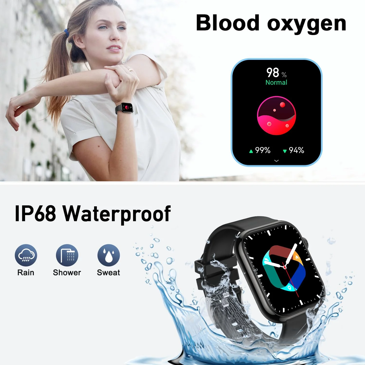 Smart Watch for Men Women Fitness: Waterproof Make/Answer Call Smart Watches for Men Digital Mens Watches Running Step Tracker Smartwatch Android Phones iPhone Samsung Compatible Heart Rate Monitor Black - Image 7