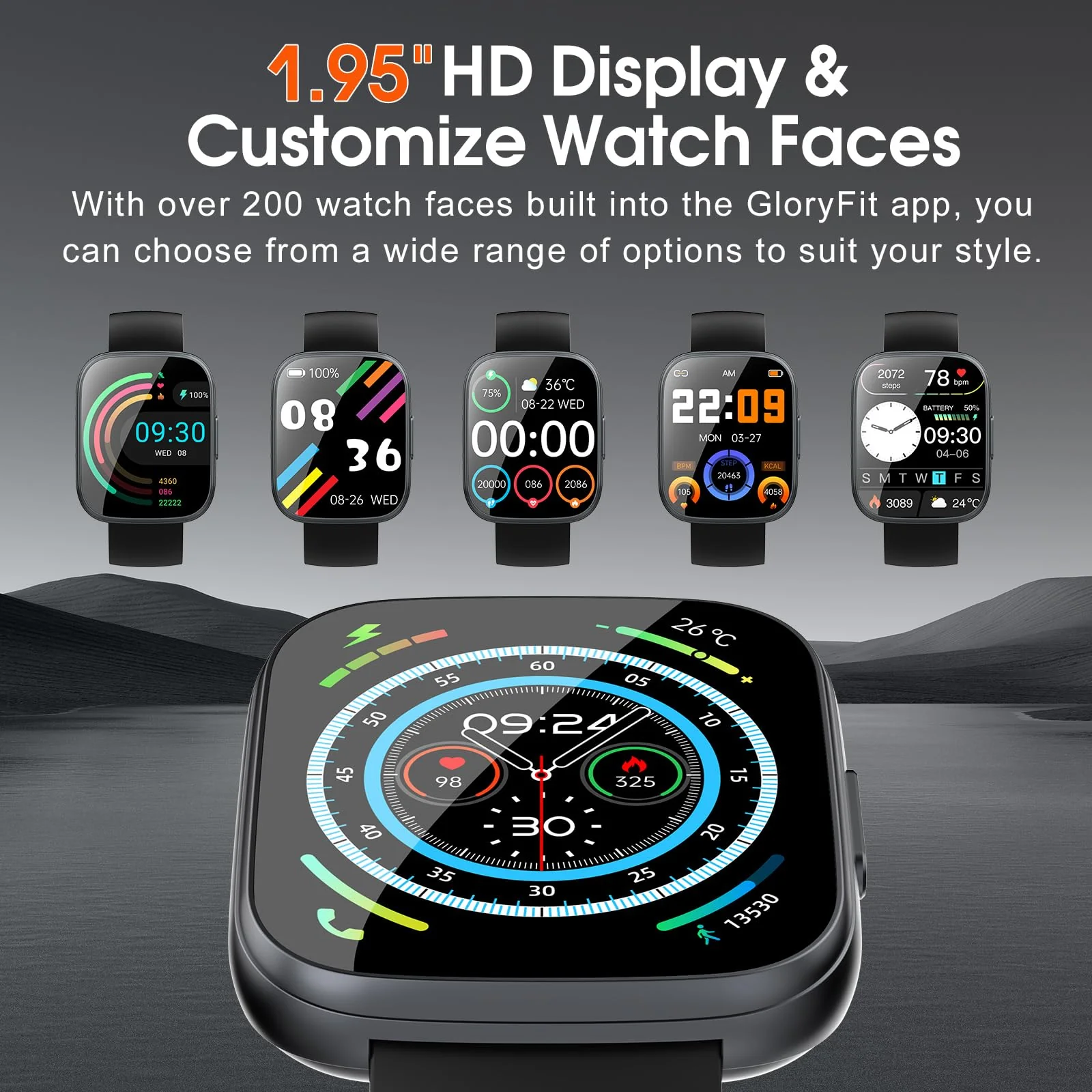 Smart Watch for Men Women(Answer/Make Calls), 1.95" HD Touch Screen Fitness Watch with Sleep Heart Rate Monitor, 110+ Sports Modes, IP68 Waterproof Activity Trackers Compatible with Android iOS, Black - Image 3