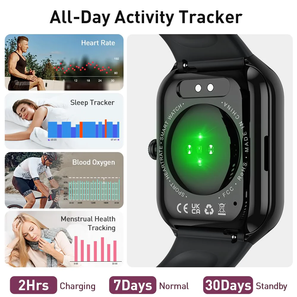 Smart Watch(Answer/Make Call), 1.96" HD Smartwatch for Men Women, 2025 New Fitness Watch with 110+ Sport Modes, Heart Rate, Sleep Monitor, Pedometer, IP68 Waterproof Activity Tracker for Android iOS Black - Image 4