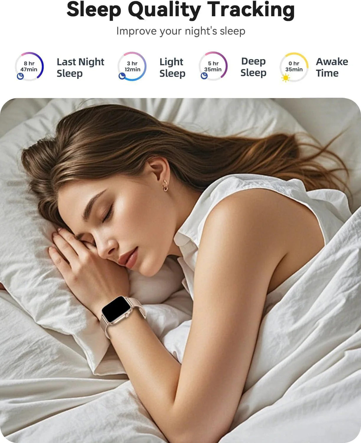 Smart Watches for Women, Android Smart Watch for Phones (Make Calls), 1.85" HD Fitness Tracker Watch with Blood Pressure/Heart Rate/Sleep Monitor, 110+ Sport Modes Fitness Watches for Women/Men - Image 2