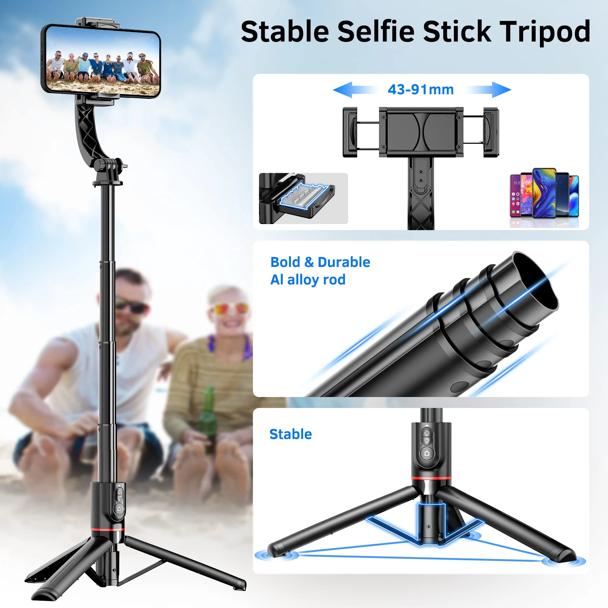 Smartphone Gimbal Stabilizer with Remote, Aluminum Extendable Selfie Stick Tripod, 360° Automatic Rotation, Auto Balance for Live Video Recording, Vlogging, YouTube Compatible with iPhone and Android - Image 5