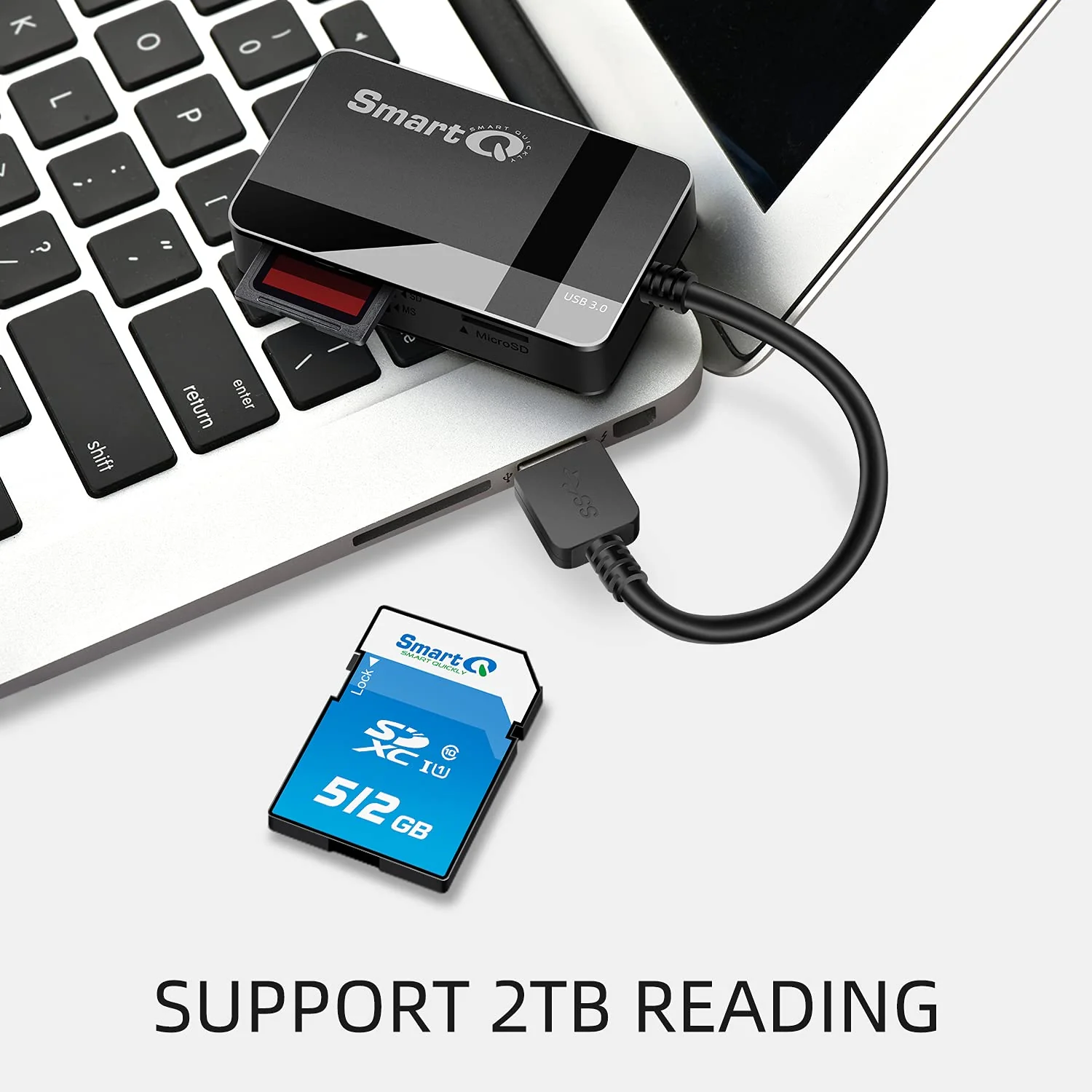 SmartQ C368 Pro USB 3.0 Multi-Card Reader, Plug N Play, Apple and Windows Compatible, Powered by USB, Supports CF/SD/SDHC/SCXC/MMC/MMC Micro/RS MMC/Mini SD/Micro SD/MS Duo/MS Pro/MS Pro Pro Duo USB A - Image 3