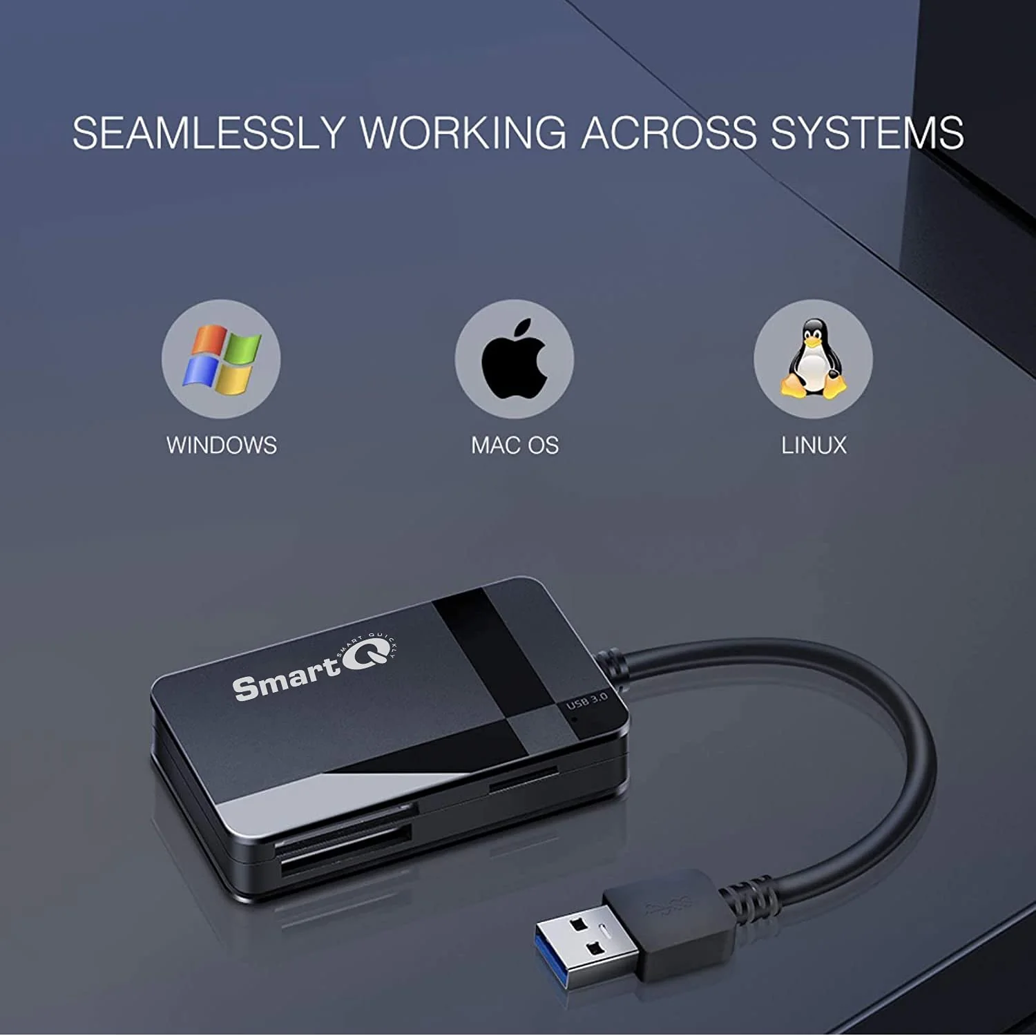 SmartQ C368 USB 3.0 Multi-Card Reader, Plug N Play, Apple and Windows Compatible, Powered by USB, Supports CF/SD/SDHC/SCXC/MMC/MMC Micro, etc. Regular USB A - Image 5