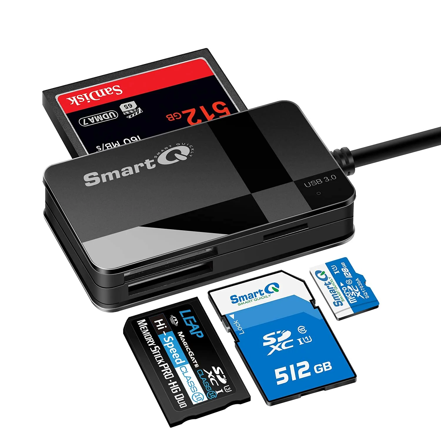 SmartQ C368 USB 3.0 Multi-Card Reader, Plug N Play, Apple and Windows Compatible, Powered by USB, Supports CF/SD/SDHC/SCXC/MMC/MMC Micro, etc. Regular USB A - Image 7