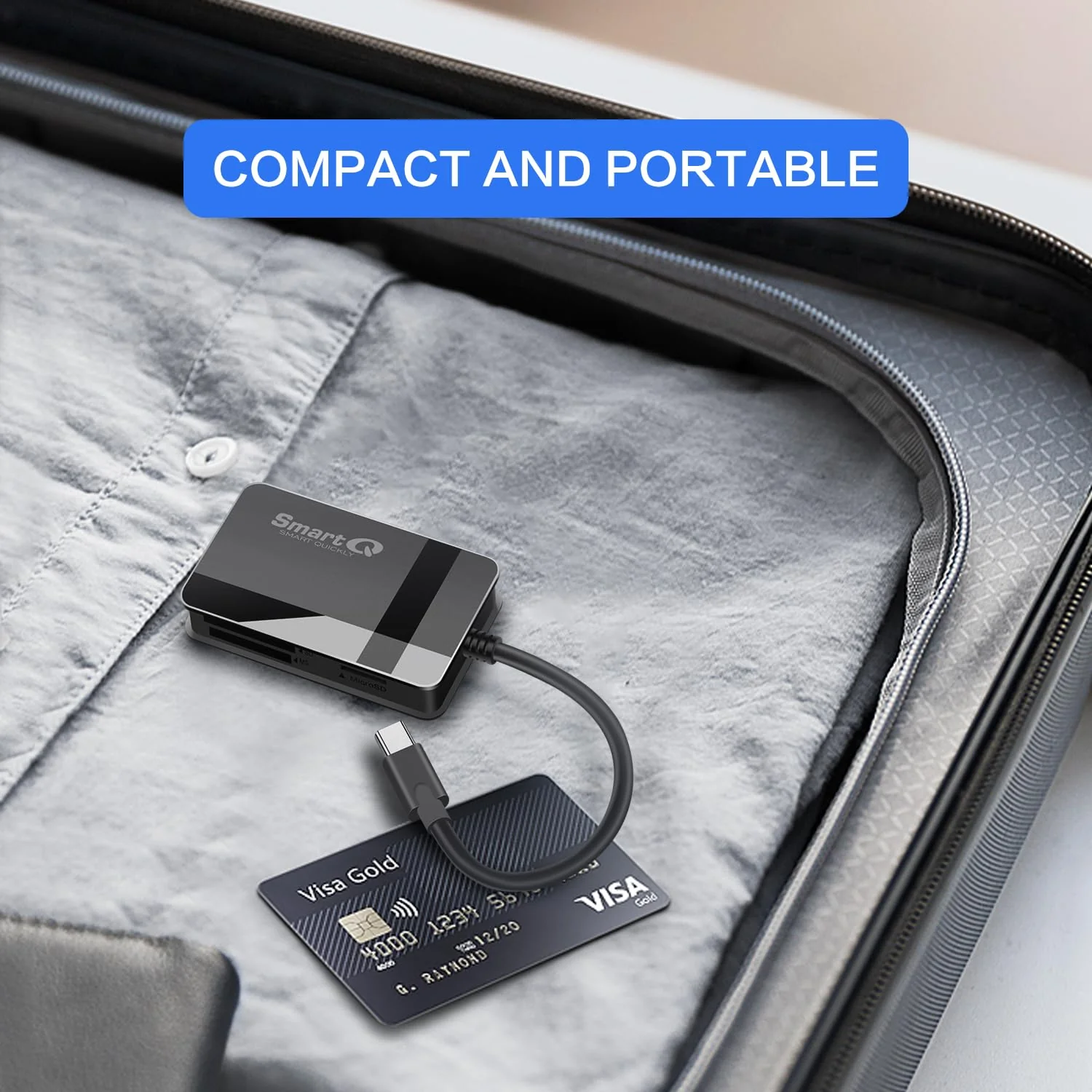 SmartQ SD Card Reader, 4-in-1 USB C 3.0 SD/Micro SD/MS/CF Memory Card Reader, Adapter for camera, Compatible with MacBook Pro, MacBook Air/iPad Pro, Samsung Galaxy S10/S9/S8, Surface Book 2 - Image 3