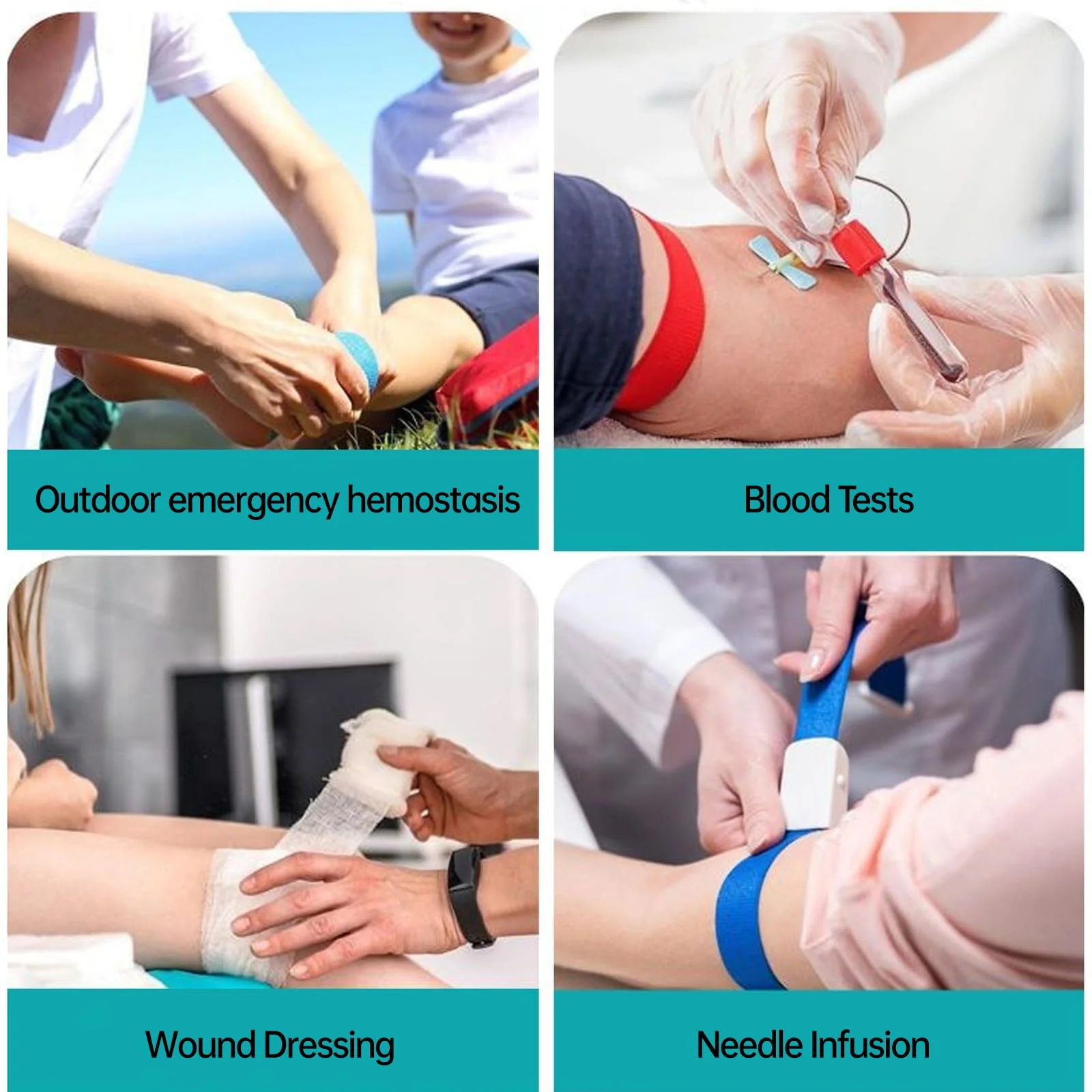 Smavles 6 x Vein Storms, Medical Nurse Tourniquet Buckle, Tourniquet Bands, Vein Congestion Tube, Dust Band, Blood Collection and Wound Care Used (Mixed Colour) - Image 3