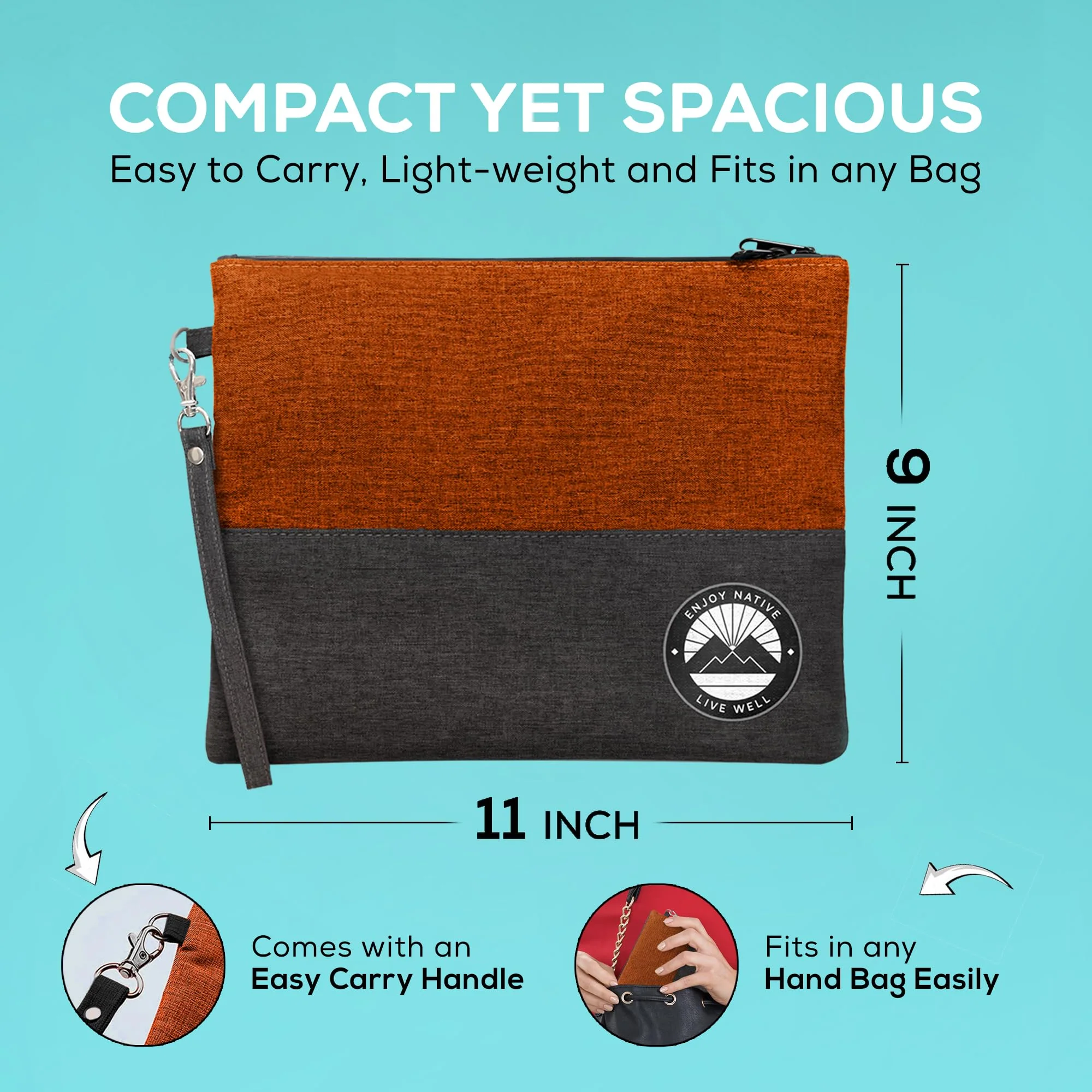 Smell Proof Bag with Lock 11" x 9", Smell Proof Container, Dog Tested Odor resistant Bags, Best Zipper odor sealing pouch for Herbs, Coffee & Travel Medicine, Scent resistent Containers Orange & Gray Large 11"x9" - Image 3