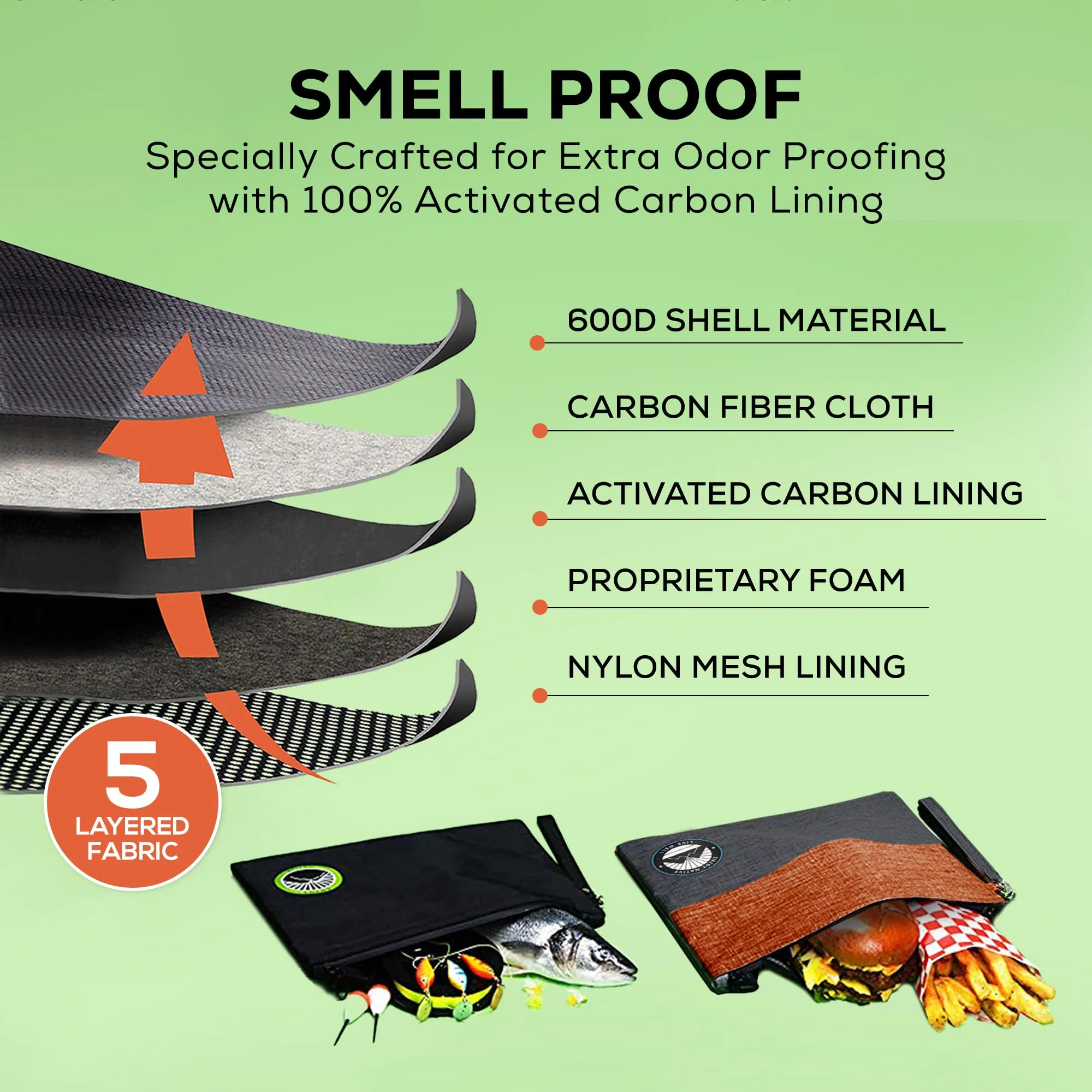 Smell Proof Bag with Lock 11" x 9", Smell Proof Container, Dog Tested Odor resistant Bags, Best Zipper odor sealing pouch for Herbs, Coffee & Travel Medicine, Scent resistent Containers Orange & Gray Large 11"x9" - Image 4