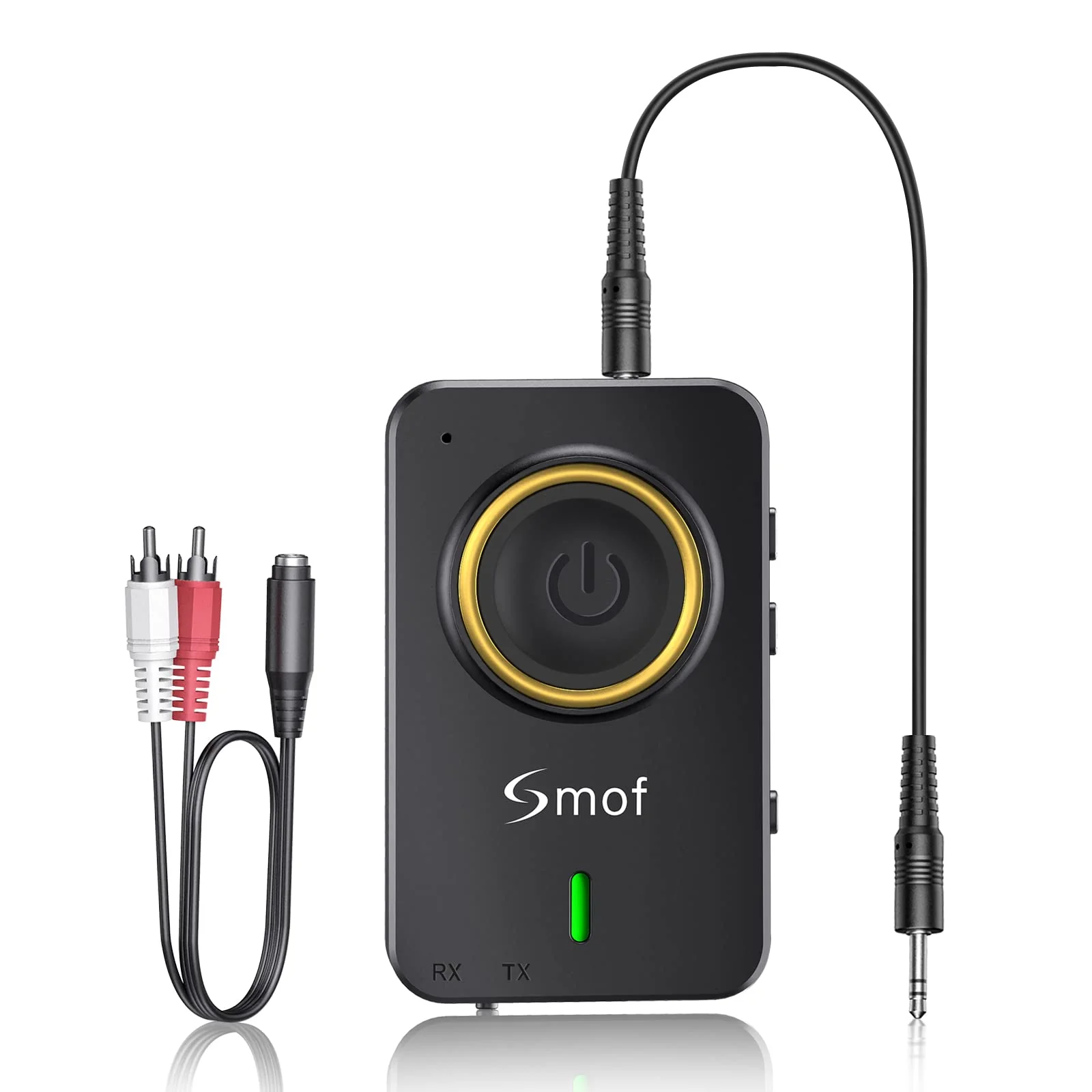 Smof Bluetooth Transmitter for TV, Bluetooth Receiver for Car Speaker, 2-in-1 Wireless 3.5mm Bluetooth Aux Adapter with Built-in Mic and Battery, Dual Link, aptX Low Latency (Black) - Image 9