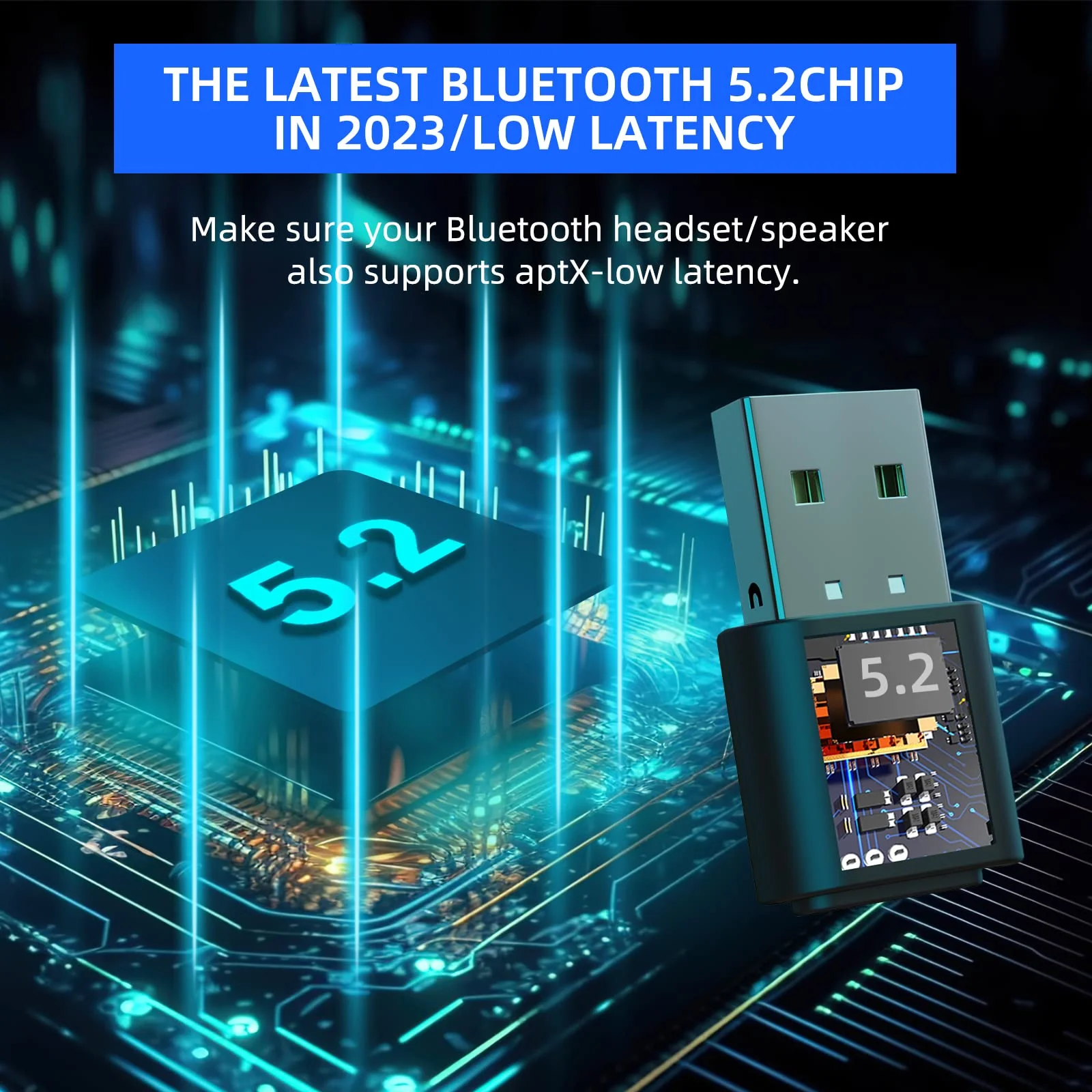 Smof USB Bluetooth Audio Adapter for PS5, PS4,Switch,Mac. Compatible Bone Conduction Headsets Wireless Audio Transmitter Dongle with aptX Low Latency Support, USB Bluetooth 5.2 Adapter - Image 4