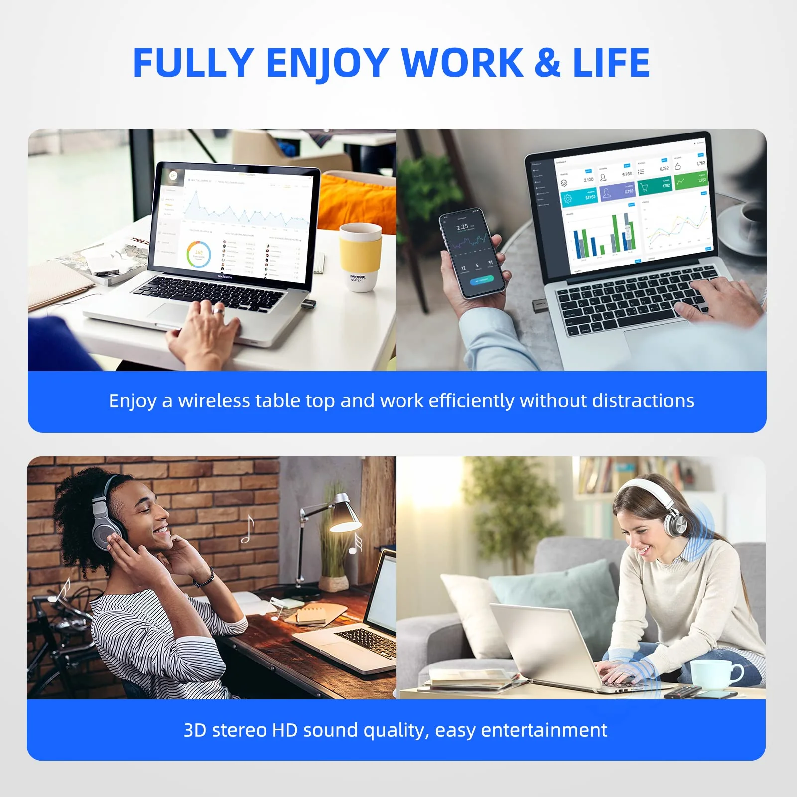 Smof USB Bluetooth Audio Adapter for PS5, PS4,Switch,Mac. Compatible Bone Conduction Headsets Wireless Audio Transmitter Dongle with aptX Low Latency Support, USB Bluetooth 5.2 Adapter - Image 8