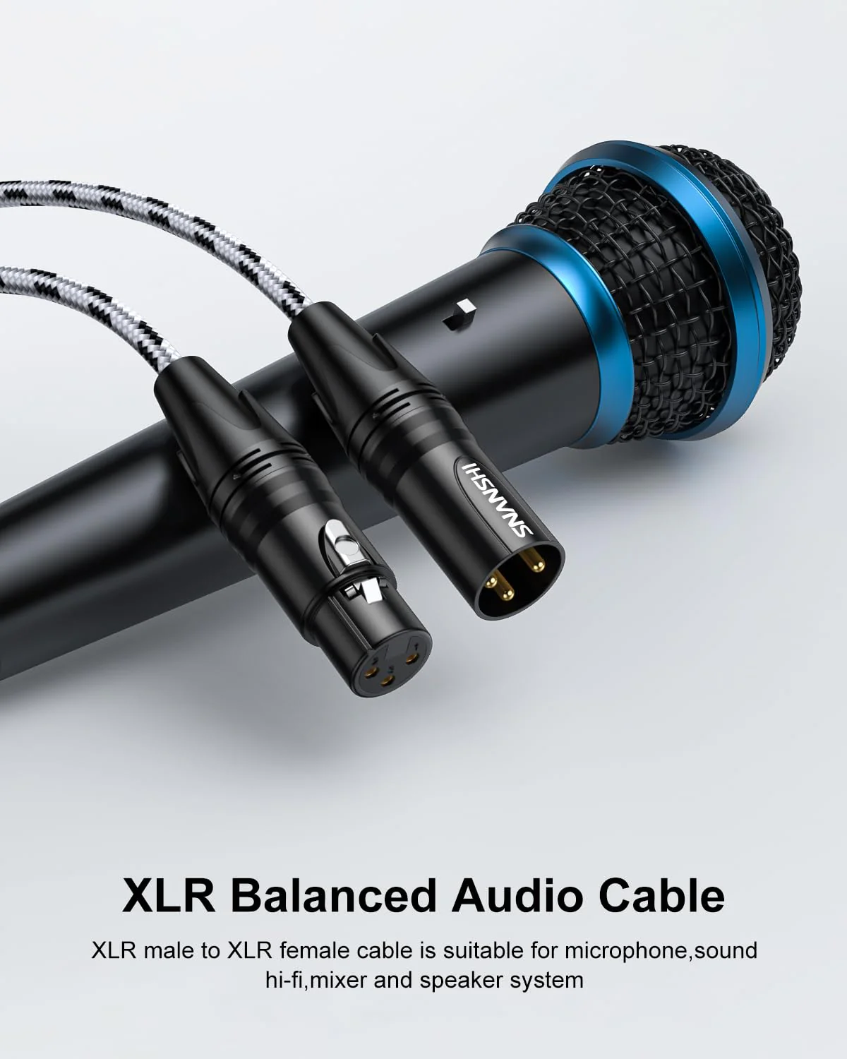 SNANSHI 2Pack XLR Cables 6.6FT, XLR Microphone Cable, Nylon Braided, Gold-Plated, Balanced XLR Male to Female Microphone Cable for Recording, Speaker, PA System, Home Studio - Image 3