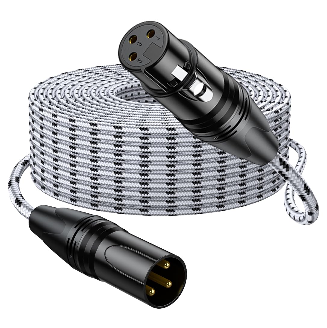 SNANSHI 2Pack XLR Cables 6.6FT, XLR Microphone Cable, Nylon Braided, Gold-Plated, Balanced XLR Male to Female Microphone Cable for Recording, Speaker, PA System, Home Studio - Image 4
