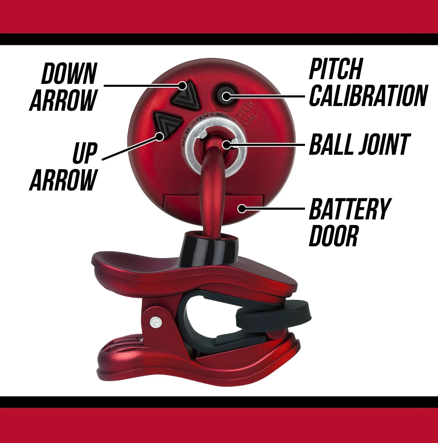 SNARK 2 Clip-on All Instrument Tuner-Red/Silver (SILRED) Pack of 1 - Image 3