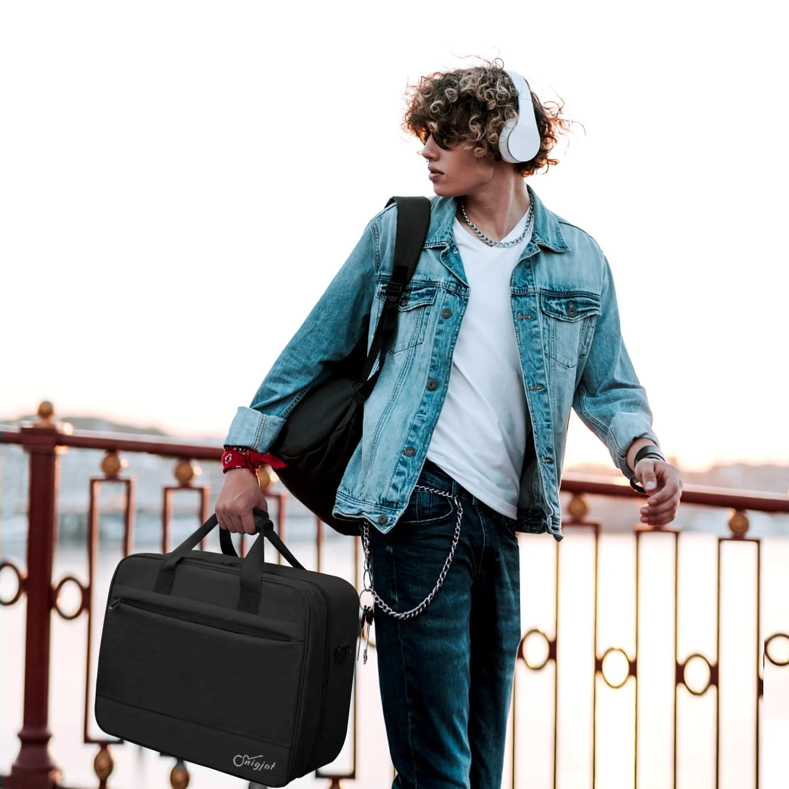 SNIGJAT Audio Mixer Case (Size:15.5"x 13" x 6"), Protective DJ Mixer Bag with 10mm Padding, Large-Capacity Recording Equipment Bag Soft with Adjustable Storage for Cables, Podcast Gear and Mics, Black - Image 8