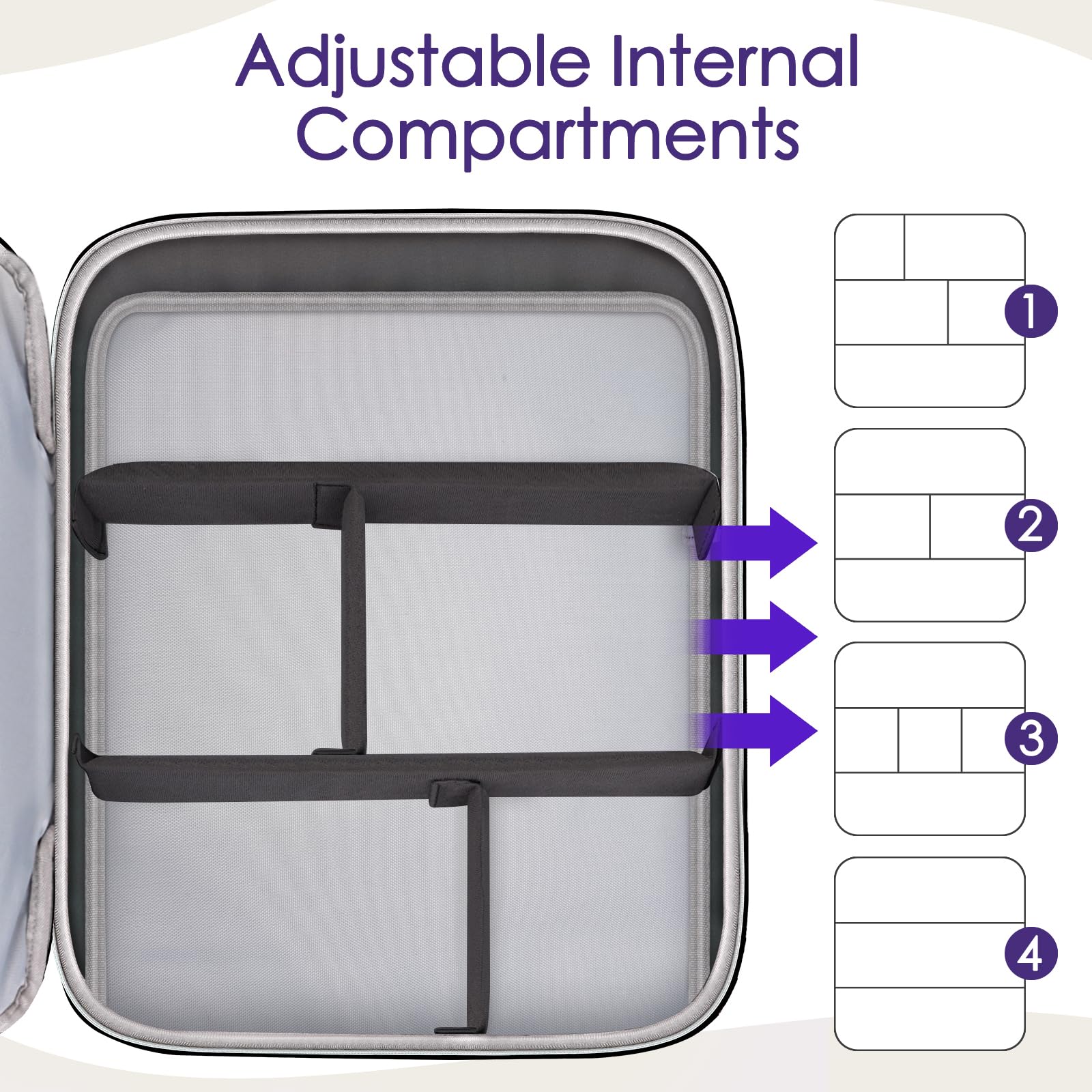 SNIGJAT Audio Mixer Case (Size:15.5"x 13" x 6"), Protective DJ Mixer Bag with 10mm Padding, Large-Capacity Recording Equipment Bag Soft with Adjustable Storage for Cables, Podcast Gear and Mics, Gray Grey - Image 4