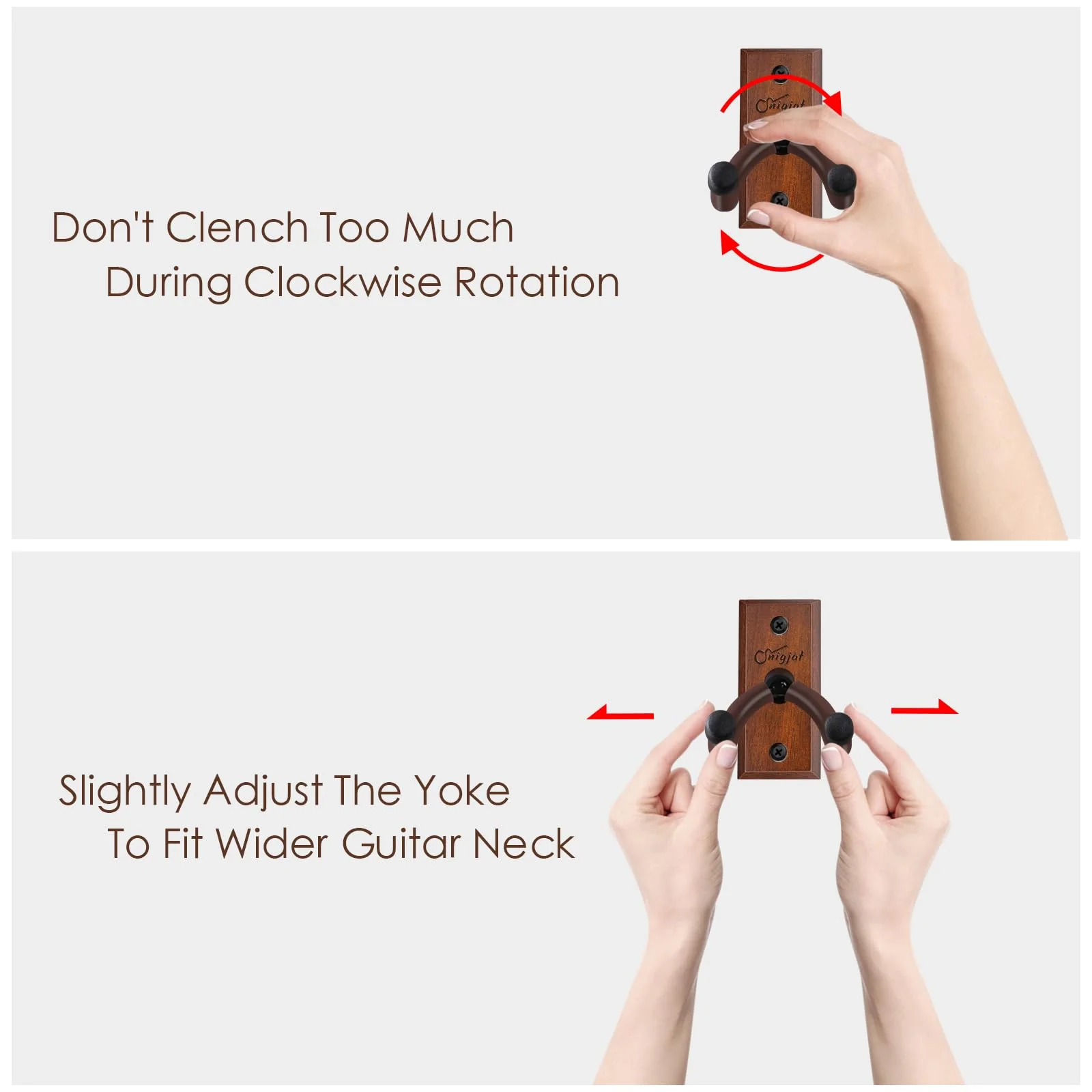 SNIGJAT Guitar Hanger 4 Pack, Hardwood Guitar Wall Mount, Rotatable Guitar Wall Hanger with Screws, V-Shaped Wall Hook Holder Stand for Acoustic Electric Guitar, Bass, Banjo, Mandolin Brown - Image 7