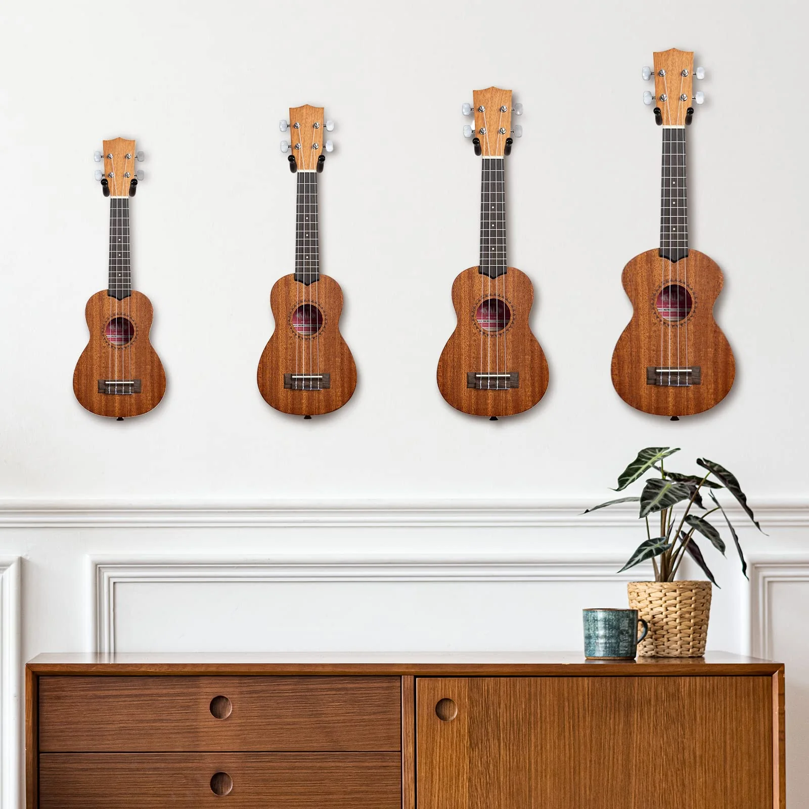 SNIGJAT Ukulele Wall Mount 2 Pack, Ukelele Hanger for Wall Vertical Display, Hardwood Ukulele Holder with Screw, Ukulele Wall Hook fits for Banjo Mandolin Soprano Pineapple Concert Baritone and Tenor - Image 7