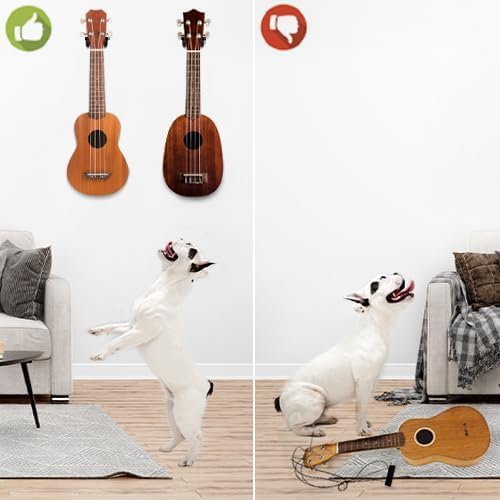 SNIGJAT Ukulele Wall Mount 2 Pack, Ukelele Hanger for Wall Vertical Display, Hardwood Ukulele Holder with Screw, Ukulele Wall Hook fits for Banjo Mandolin Soprano Pineapple Concert Baritone and Tenor - Image 9