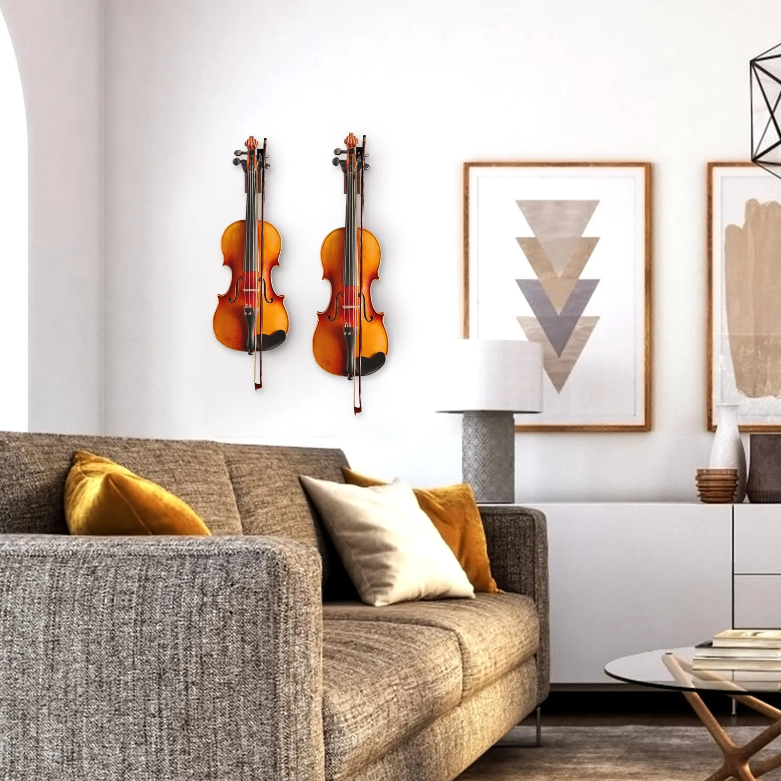 SNIGJAT Violin Wall Mount 2 Pack, Hardwood Violin Hanger Wall Mount with Bow Holder, Violin Wall Hook Vertical Display, Violin Wall Stand Fits 4/4, 3/4, 1/2, 1/4 Violin for Home & Studio - Image 7