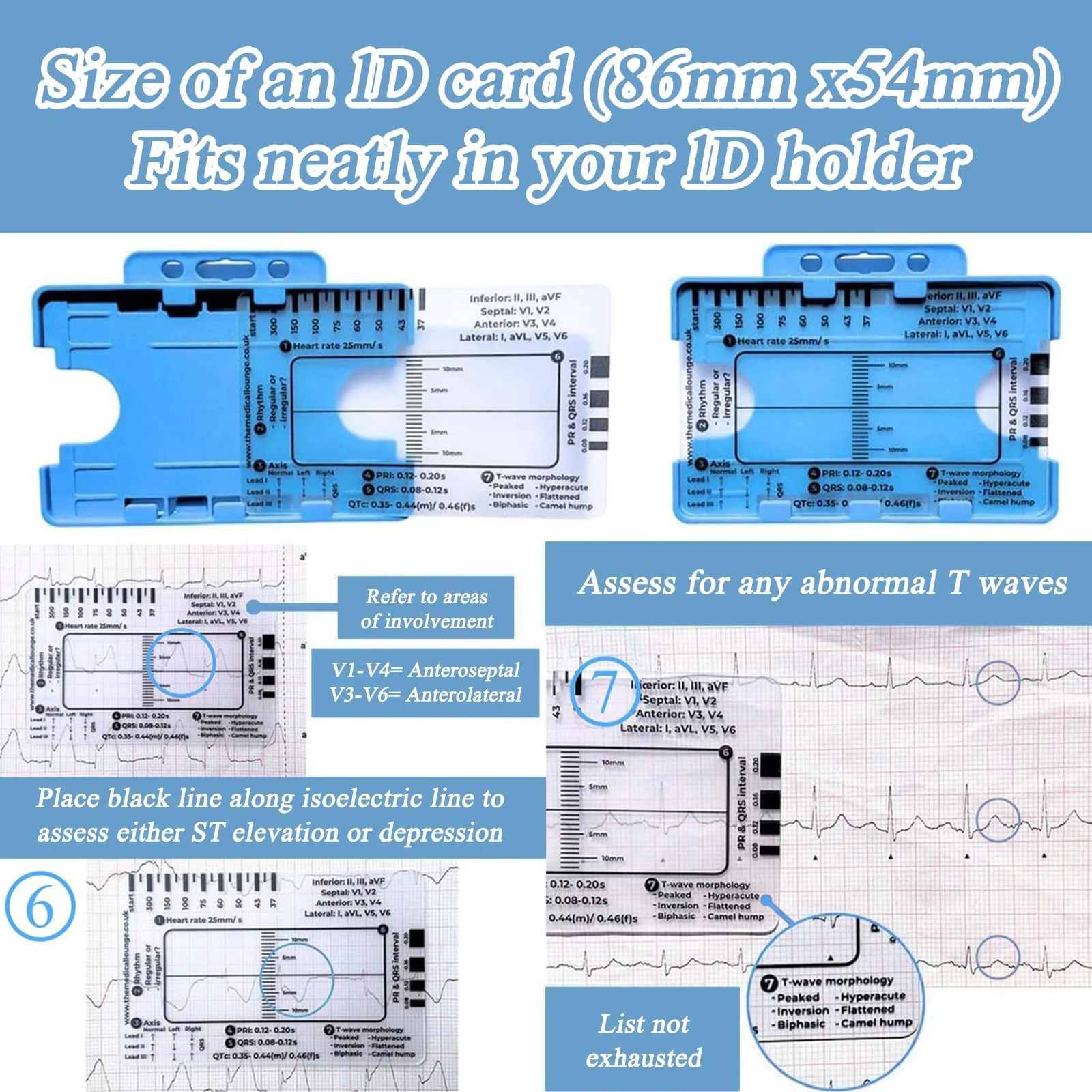 SNONESIY ECG 7 Step Ruler, Transparent ECG Calipers Meter, Plastic, 9 x 6.5 cm - Image 6