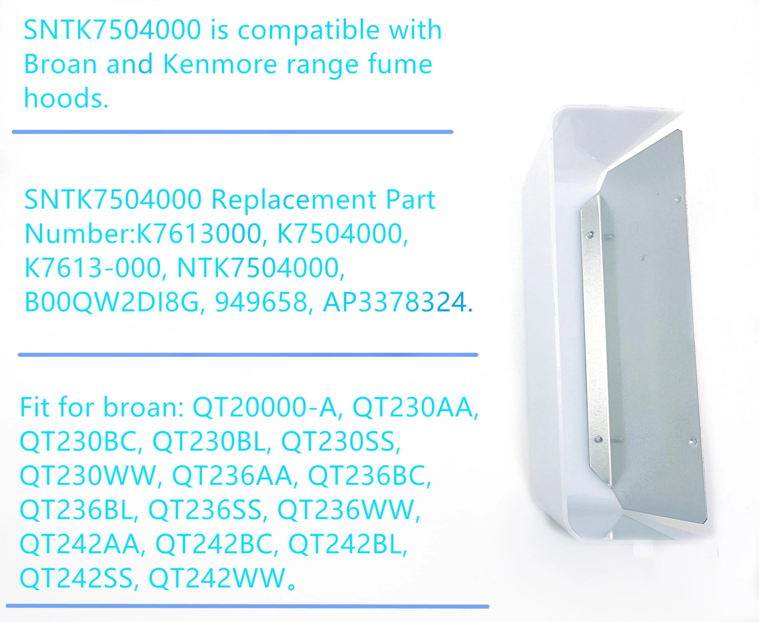 SNTK7504000 Range Vent Hood Light Lens compatible with Broan and Kenmore range fume hoods. ﻿ - Image 3