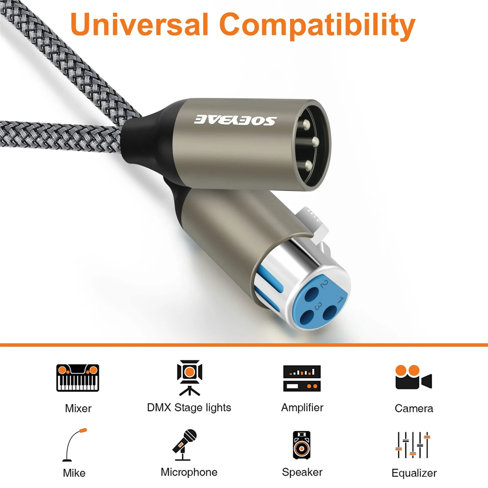 SOEYBAE Microphone Cable XLR Male to Female 0.5M/1.5FT,Noise-Cancelling Mic Speaker Cable,for Audio Sound Consoles, Power Amplifier - Image 2