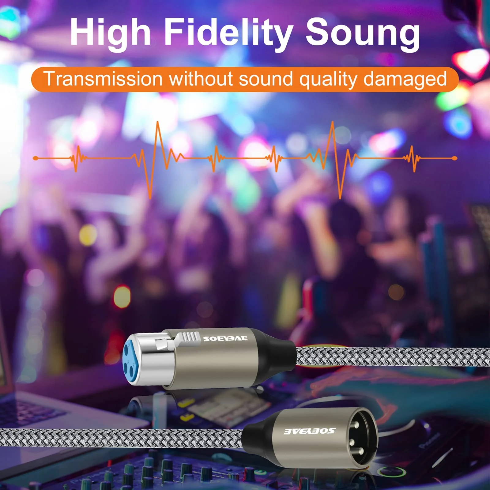 SOEYBAE Microphone Cable XLR Male to Female 0.5M/1.5FT,Noise-Cancelling Mic Speaker Cable,for Audio Sound Consoles, Power Amplifier - Image 3